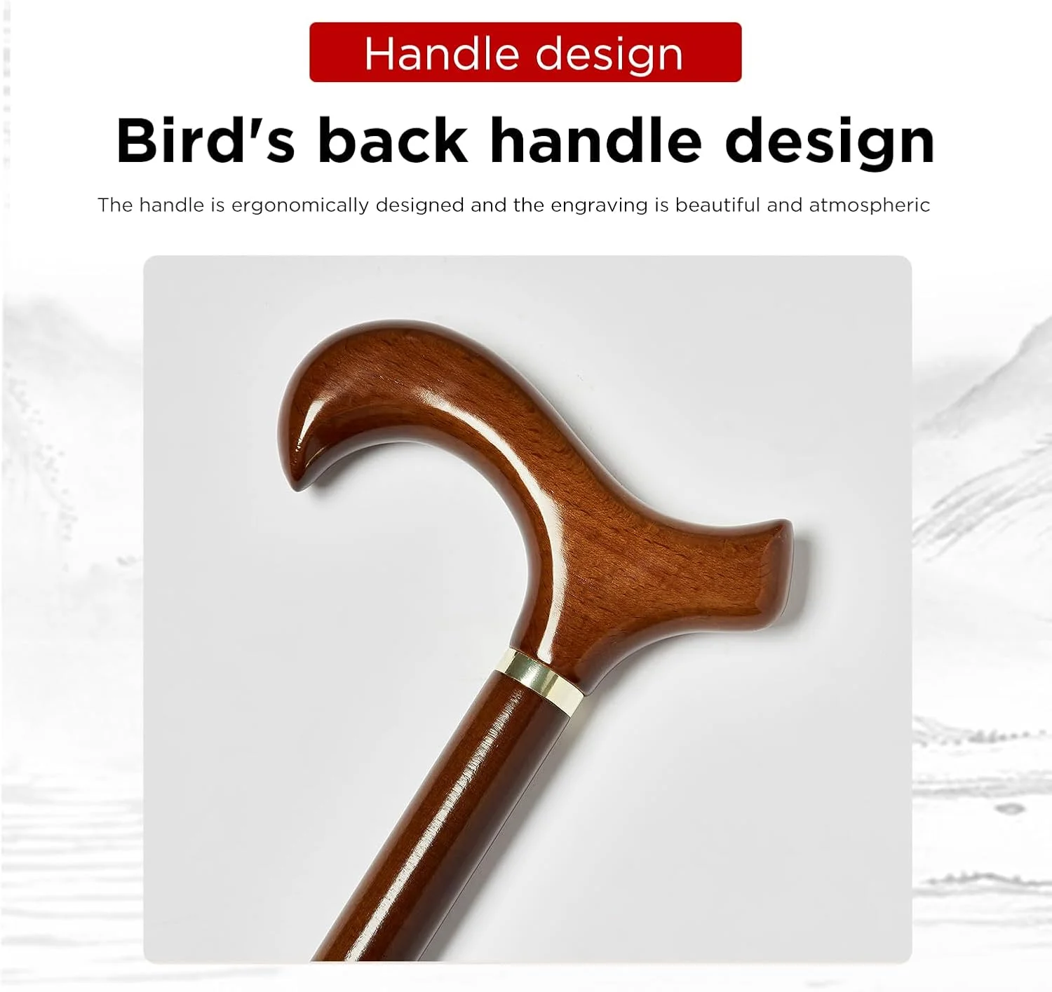 عصای چوبی دست ساز GUYUE برای مردان و زنان، عصای چوبی ارگونومیک برای سالمندان، دارای نوک لاستیکی بهتر - 37 اینچ عصای چوبی دست ساز GUYUE برای مردان و زنان، عصای چوبی ارگونومیک برای سالمندان، دارای نوک لاستیکی بهتر - 37 اینچ