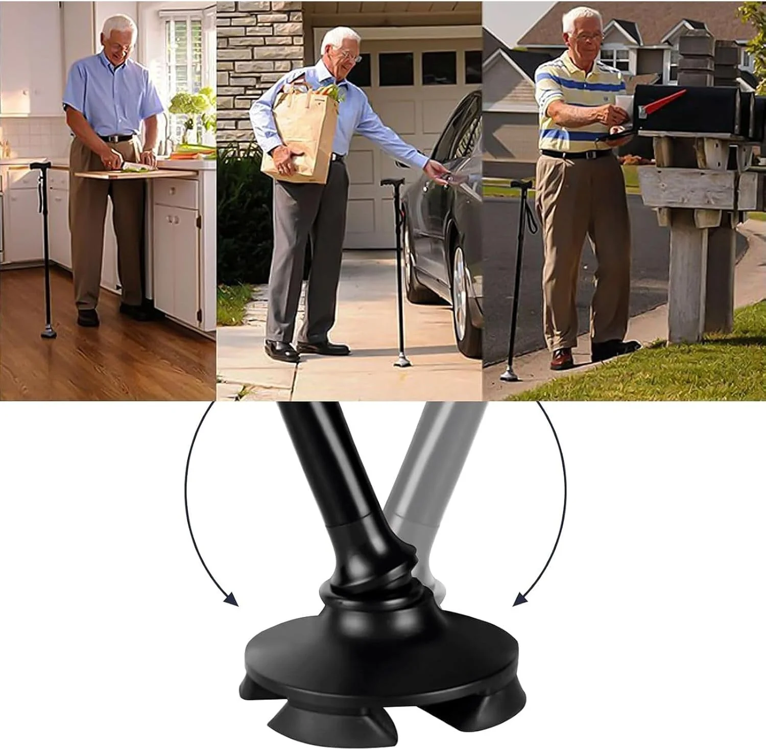 عصای پیاده روی هالامودو برای آقایان و بانوان، تاشو، قابل تنظیم، پایدار و ضد لغزش، نسخه راحت (مشکی) عصای پیاده روی هالامودو برای آقایان و بانوان، تاشو، قابل تنظیم، پایدار و ضد لغزش، نسخه راحت (مشکی)