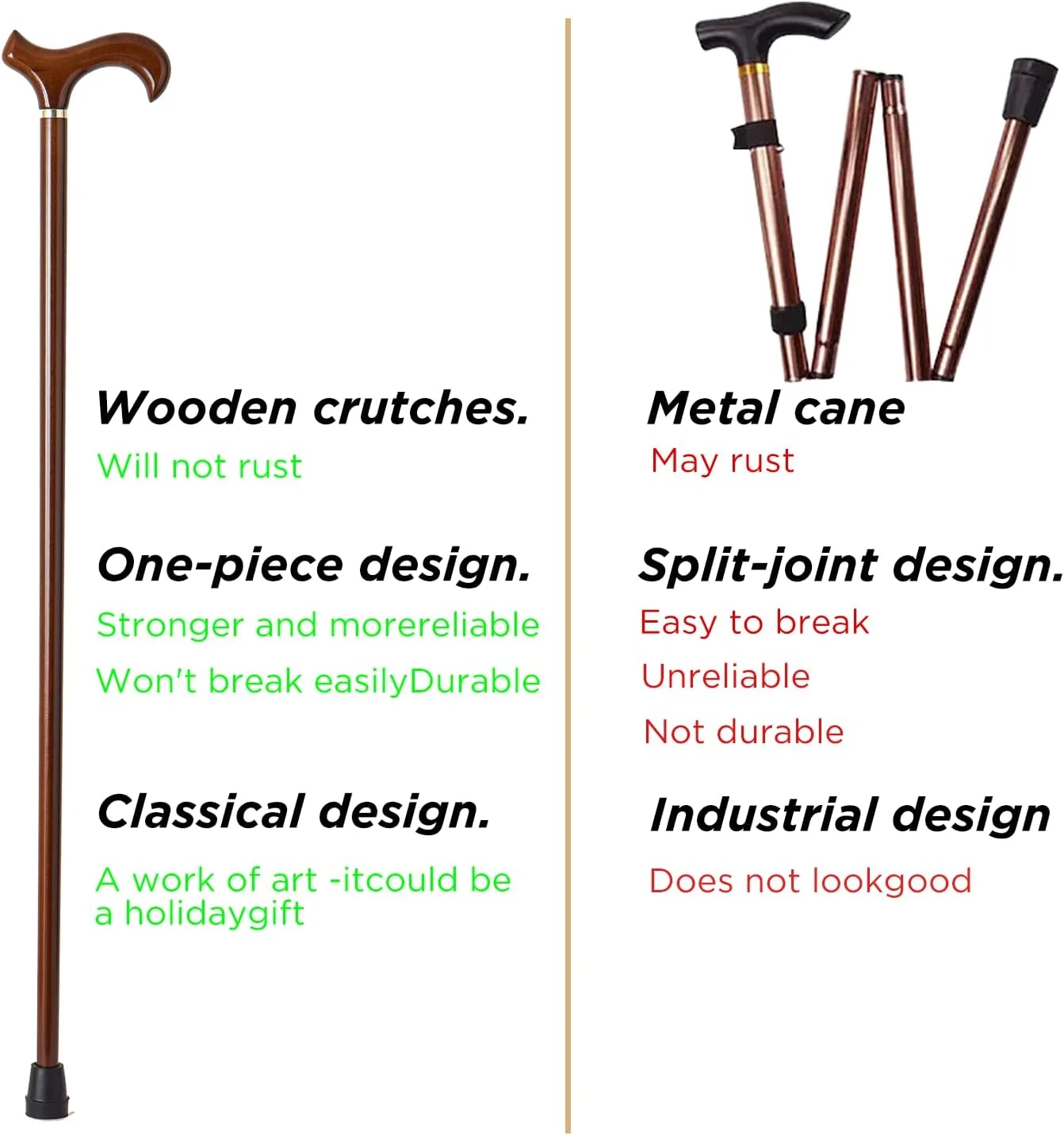 عصای چوبی دست ساز GUYUE برای مردان و زنان، عصای چوبی ارگونومیک برای سالمندان، دارای نوک لاستیکی بهتر - 37 اینچ عصای چوبی دست ساز GUYUE برای مردان و زنان، عصای چوبی ارگونومیک برای سالمندان، دارای نوک لاستیکی بهتر - 37 اینچ