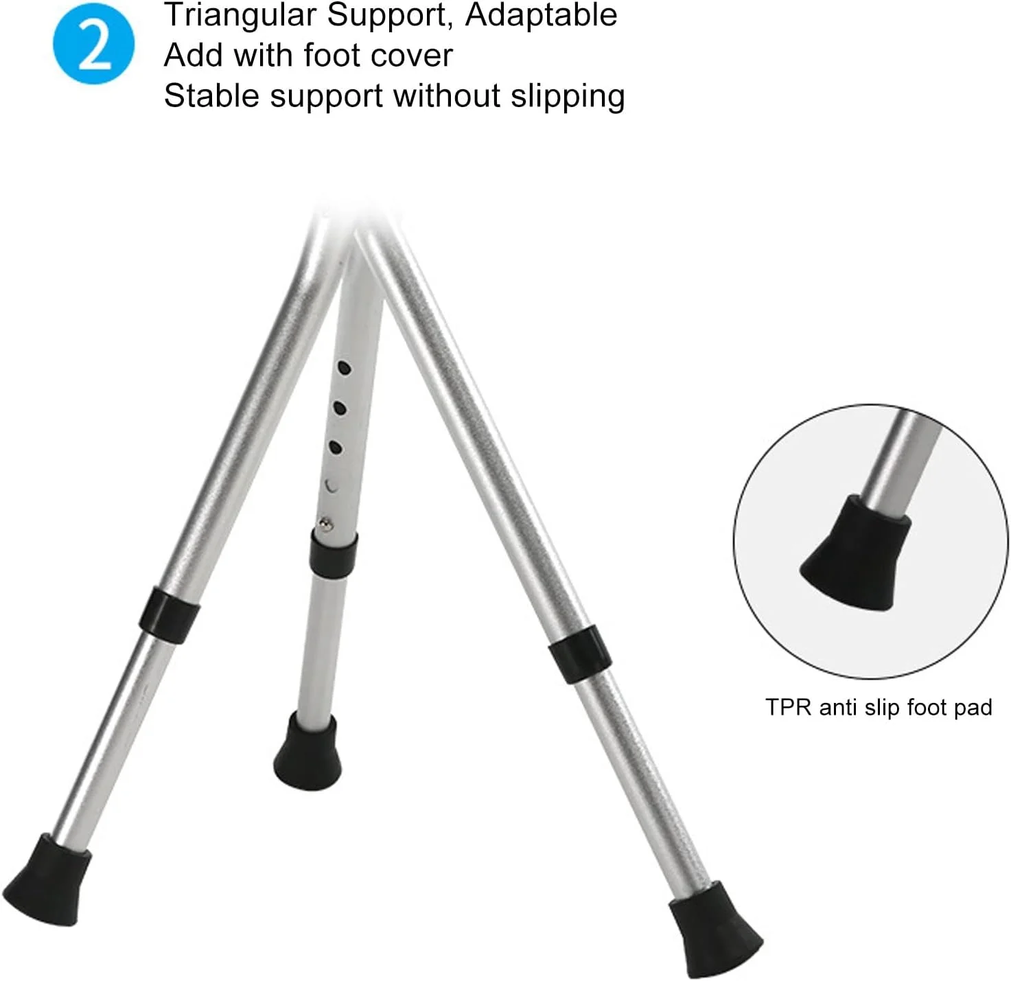 صندلی عصایی GUPE، صندلی تاشو قابل حمل با ارتفاع قابل تنظیم، صندلی عصایی پایدار با حلقه قفل شونده به همراه چراغ قوه LED، پدهای ضد لغزش، صفحه صندلی بزرگ شده برای سالمندان صندلی عصایی GUPE، صندلی تاشو قابل حمل با ارتفاع قابل تنظیم، صندلی عصایی پایدار با حلقه قفل شونده به همراه چراغ قوه LED، پدهای ضد لغزش، صفحه صندلی بزرگ شده برای سالمندان