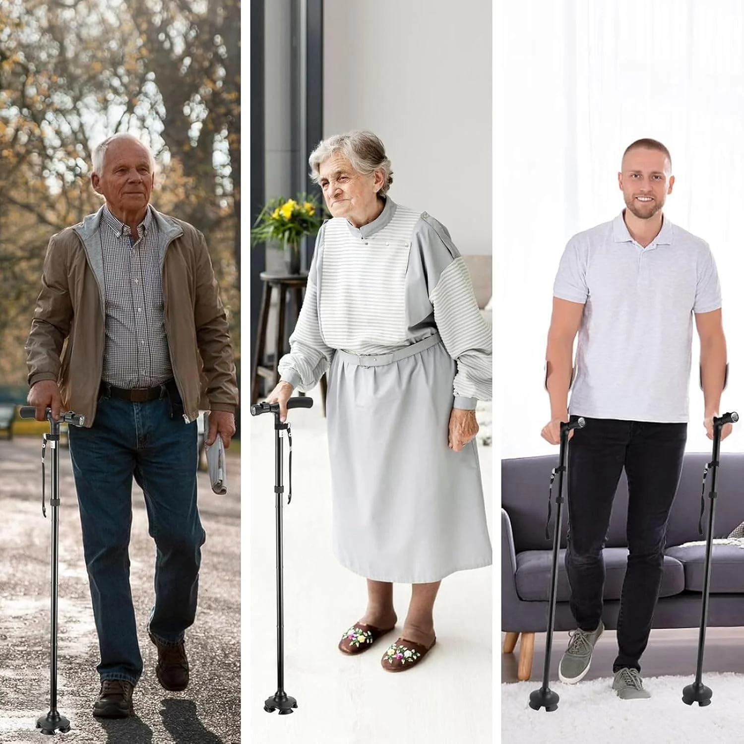 عصای پیاده روی هالامودو برای آقایان و بانوان، تاشو، قابل تنظیم، پایدار و ضد لغزش، نسخه راحت (مشکی) عصای پیاده روی هالامودو برای آقایان و بانوان، تاشو، قابل تنظیم، پایدار و ضد لغزش، نسخه راحت (مشکی)