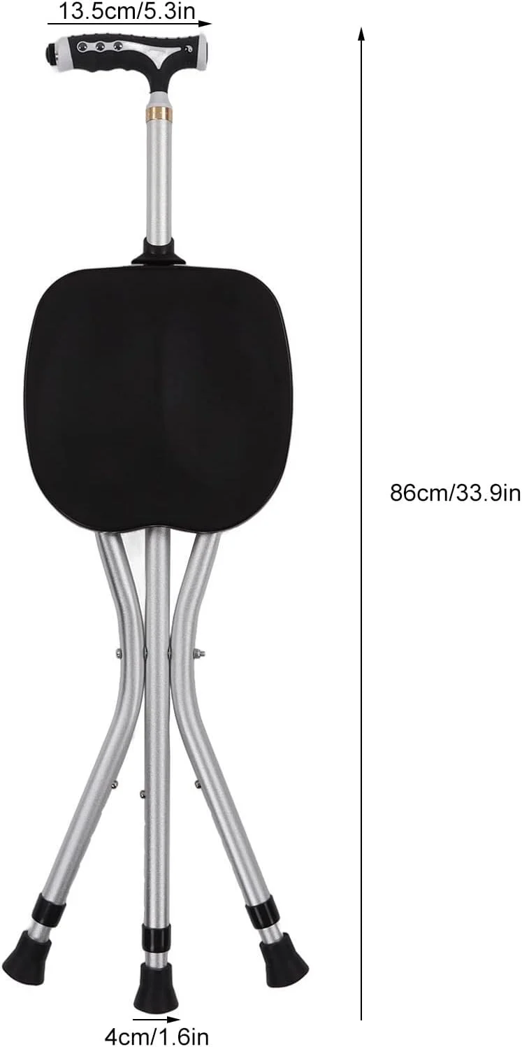 صندلی عصایی GUPE، صندلی تاشو قابل حمل با ارتفاع قابل تنظیم، صندلی عصایی پایدار با حلقه قفل شونده به همراه چراغ قوه LED، پدهای ضد لغزش، صفحه صندلی بزرگ شده برای سالمندان صندلی عصایی GUPE، صندلی تاشو قابل حمل با ارتفاع قابل تنظیم، صندلی عصایی پایدار با حلقه قفل شونده به همراه چراغ قوه LED، پدهای ضد لغزش، صفحه صندلی بزرگ شده برای سالمندان