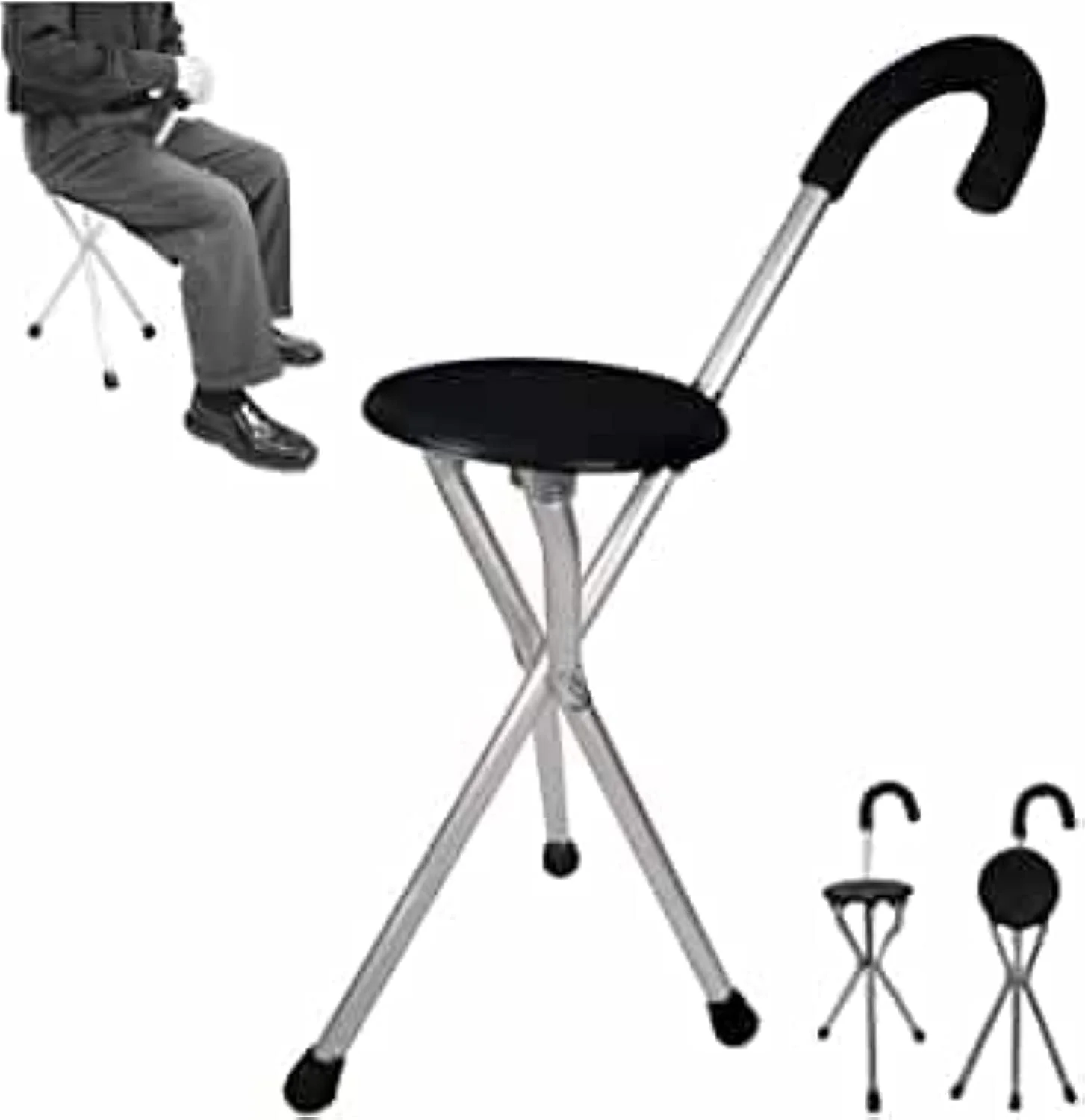 عصای صندلی شو تاشو مصباح، عصا با نشیمن گرد (تک عدد) عصای صندلی شو تاشو مصباح، عصا با نشیمن گرد (تک عدد)