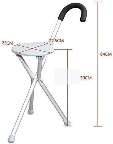 عصای پیادهروی تاشو و صندلی تاشو 2 در 1، عصای سبک وزن با سه پایه برای تحرک عصای پیادهروی تاشو و صندلی تاشو 2 در 1، عصای سبک وزن با سه پایه برای تحرک