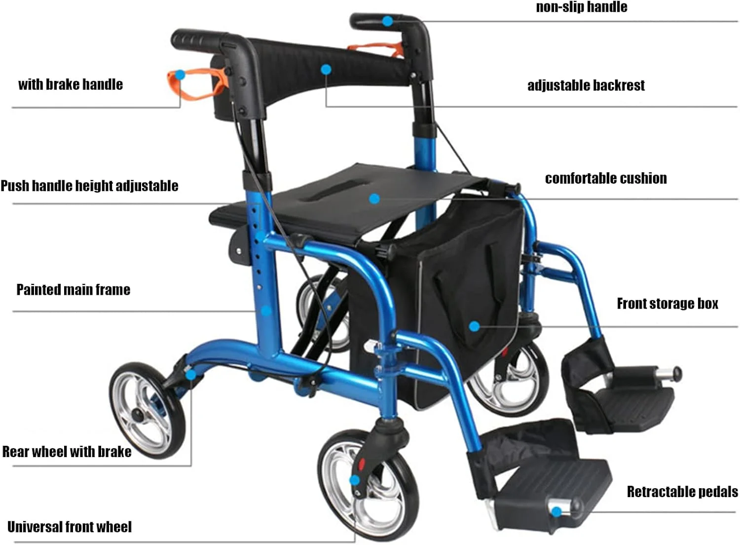 واکر رولیتور تاشو آلومینیومی GzxLaY مدل 2 در 1، واکر چرخ دار 4 چرخ با دسته قابل تنظیم و پشتی برگشت پذیر، برای سالمندان و معلولین، رولیتور حرکتی، طلایی واکر رولیتور تاشو آلومینیومی GzxLaY مدل 2 در 1، واکر چرخ دار 4 چرخ با دسته قابل تنظیم و پشتی برگشت پذیر، برای سالمندان و معلولین، رولیتور حرکتی، طلایی