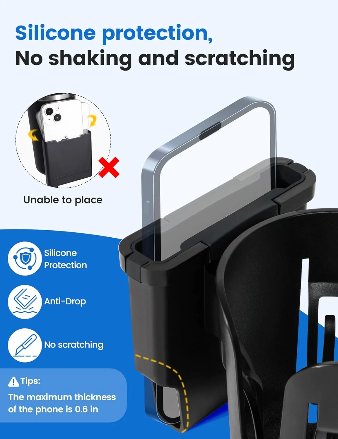 جا لیوانی ویلچر با نگهدارنده تلفن، جا لیوانی 2 در 1 واکر، گیره چرخان 360 درجه با محافظت در برابر ضربه سیلیکونی، لوازم جانبی برای رولیتور واکر با صندلی، ویلچر، واکر، کمپر، ماشین گلف جا لیوانی ویلچر با نگهدارنده تلفن، جا لیوانی 2 در 1 واکر، گیره چرخان 360 درجه با محافظت در برابر ضربه سیلیکونی، لوازم جانبی برای رولیتور واکر با صندلی، ویلچر، واکر، کمپر، ماشین گلف