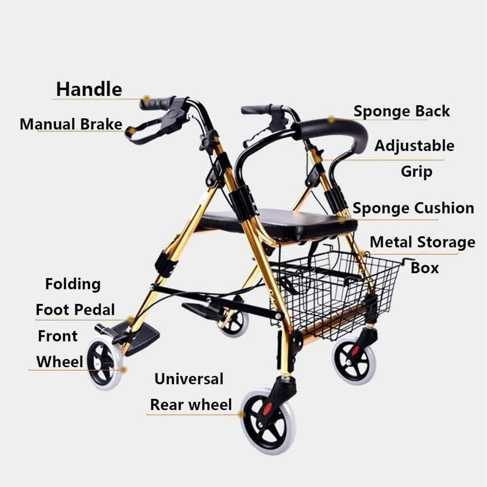 4 Wheel Rollator Walker with Padded Seat,Lockable Brakes,Ergonomic Handles,and Shopping Basket,for Limited Mobility Aid Elderly 4 Wheel Rollator Walker with Padded Seat,Lockable Brakes,Ergonomic Handles,and Shopping Basket,for Limited Mobility Aid Elderly