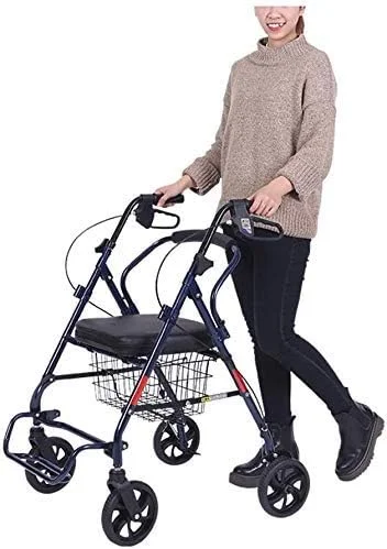 Rollator Walker, Upright Posture Rolling Walker, Super Lightweight Aluminum, Mobility Portable Rollator Walker with 4 Wheel for Seniors