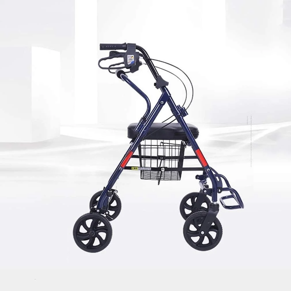 Rollator Walker, Upright Posture Rolling Walker, Super Lightweight Aluminum, Mobility Portable Rollator Walker with 4 Wheel for Seniors