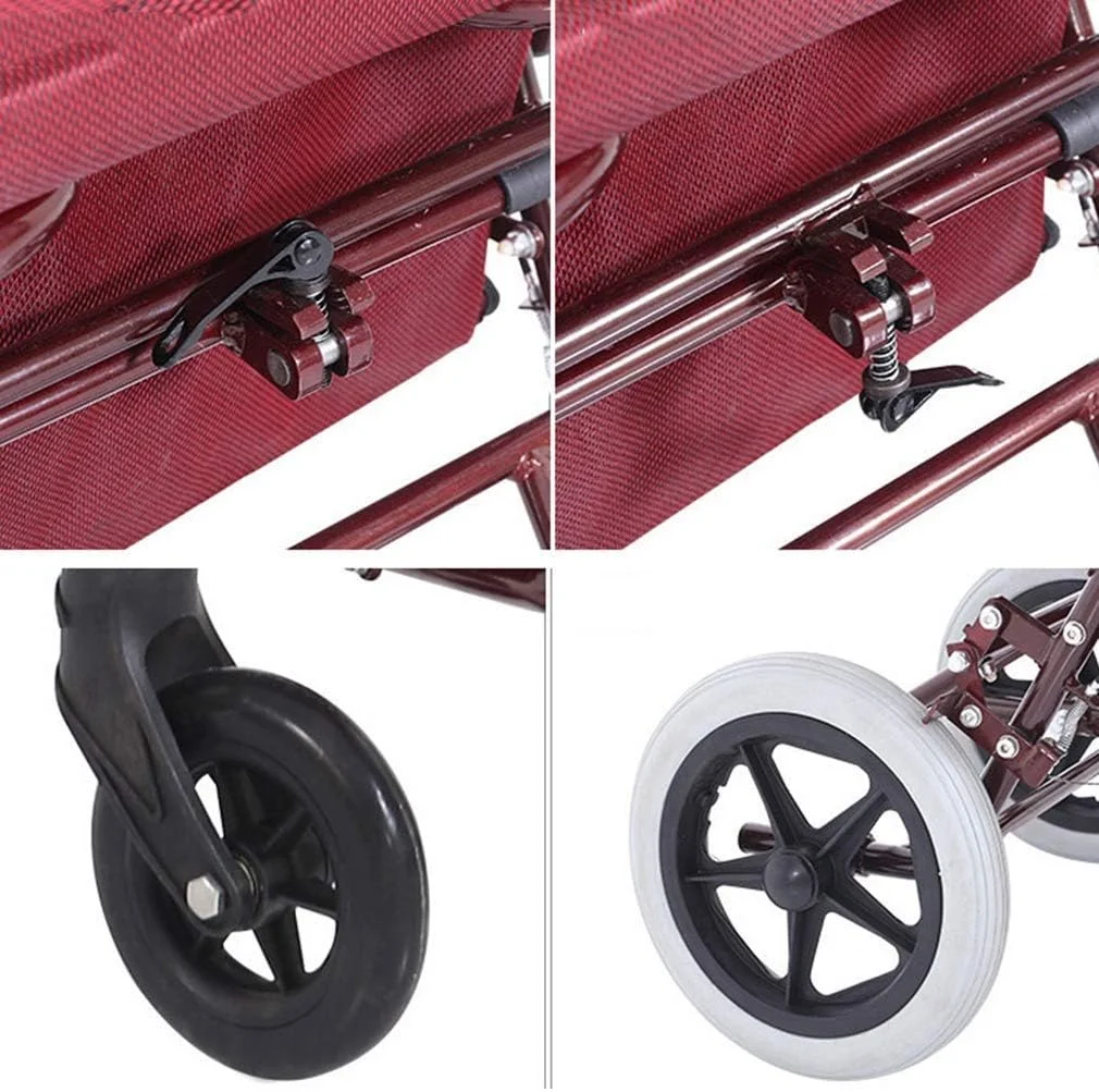 Rollator Walker With Seat, Rolling Walker Foldable, 4 Wheels Mobility Walking Aids Double Brake System, Walking Frame Used For Seniors Walking,Red Rollator Walker With Seat, Rolling Walker Foldable, 4 Wheels Mobility Walking Aids Double Brake System, Walking Frame Used For Seniors Walking,Red