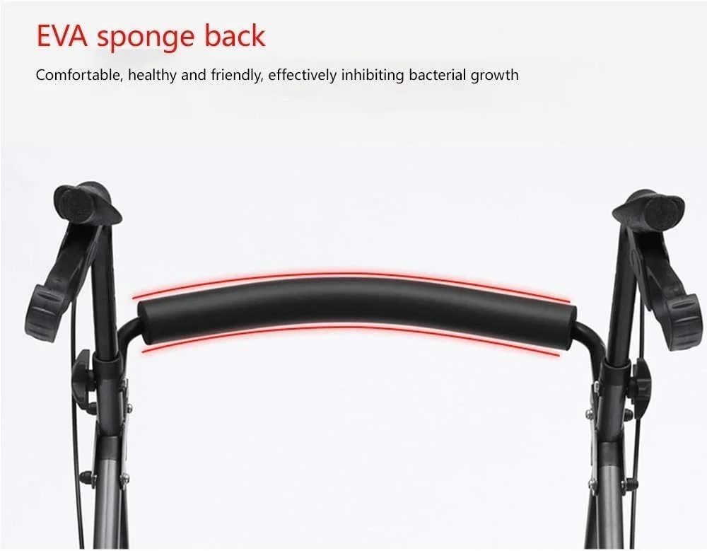 واکر، رولیتور تاشو متحرک با ترمز دستی، رولیتور آلومینیومی با صندلی، واکر سبک وزن با دسته قابل تنظیم برای سالمندان، سورپرایز کوچک