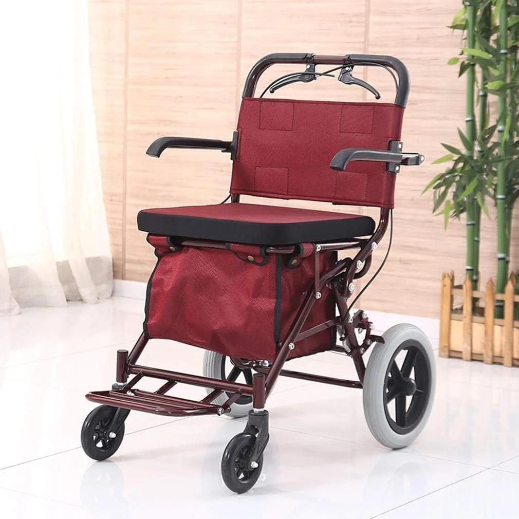 Rollator Walker With Seat, Rolling Walker Foldable, 4 Wheels Mobility Walking Aids Double Brake System, Walking Frame Used For Seniors Walking,Red Rollator Walker With Seat, Rolling Walker Foldable, 4 Wheels Mobility Walking Aids Double Brake System, Walking Frame Used For Seniors Walking,Red