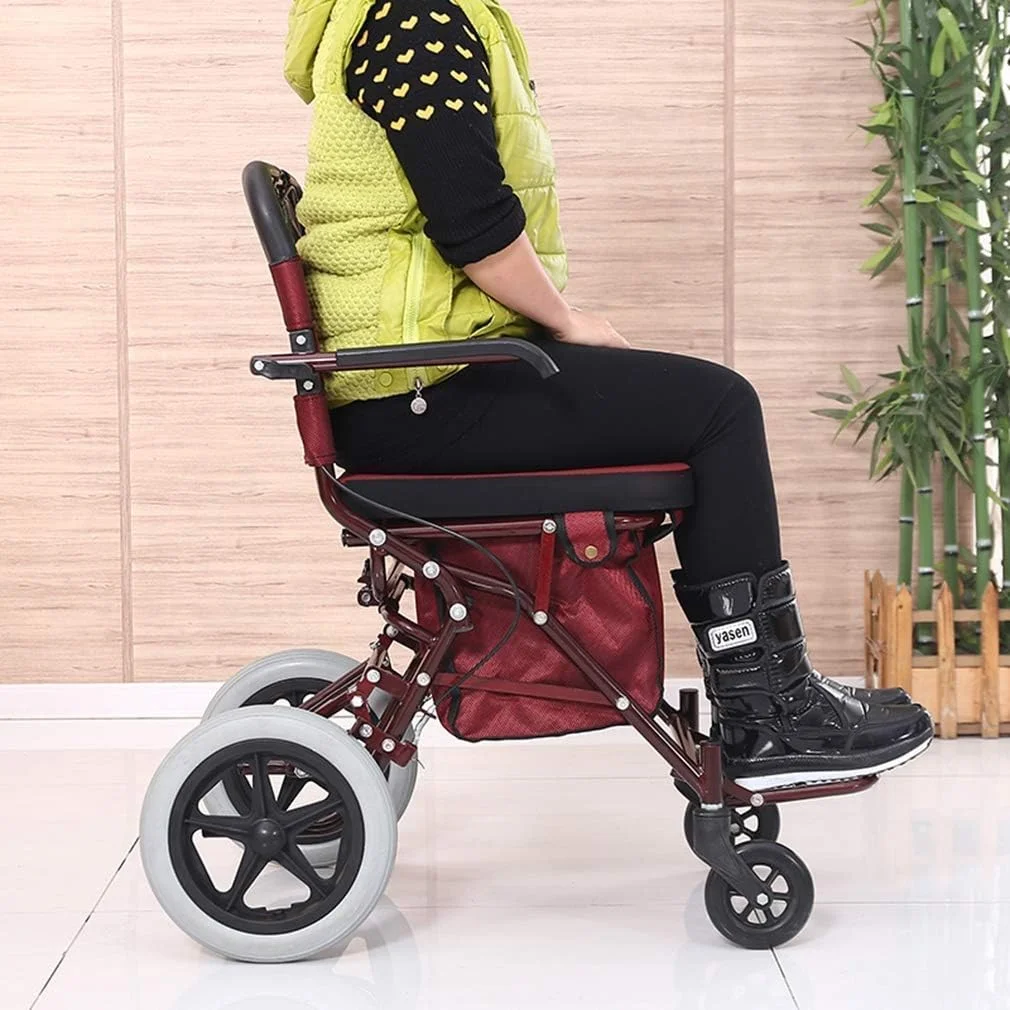 Rollator Walker With Seat, Rolling Walker Foldable, 4 Wheels Mobility Walking Aids Double Brake System, Walking Frame Used For Seniors Walking,Red Rollator Walker With Seat, Rolling Walker Foldable, 4 Wheels Mobility Walking Aids Double Brake System, Walking Frame Used For Seniors Walking,Red