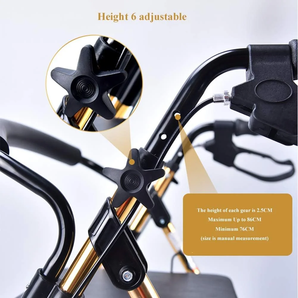 4 Wheel Rollator Walker with Padded Seat,Lockable Brakes,Ergonomic Handles,and Shopping Basket,for Limited Mobility Aid Elderly 4 Wheel Rollator Walker with Padded Seat,Lockable Brakes,Ergonomic Handles,and Shopping Basket,for Limited Mobility Aid Elderly