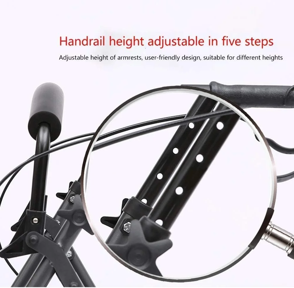 واکر، رولیتور تاشو متحرک با ترمز دستی، رولیتور آلومینیومی با صندلی، واکر سبک وزن با دسته قابل تنظیم برای سالمندان، سورپرایز کوچک