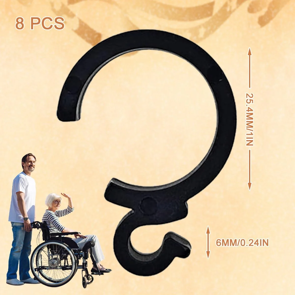 گیره ترمز برای واکر، نگهدارنده دسته ترمز، لوازم جانبی قطعات جایگزین رولیتور برای ویلچر رولیتور (مشکی، 6 عدد)