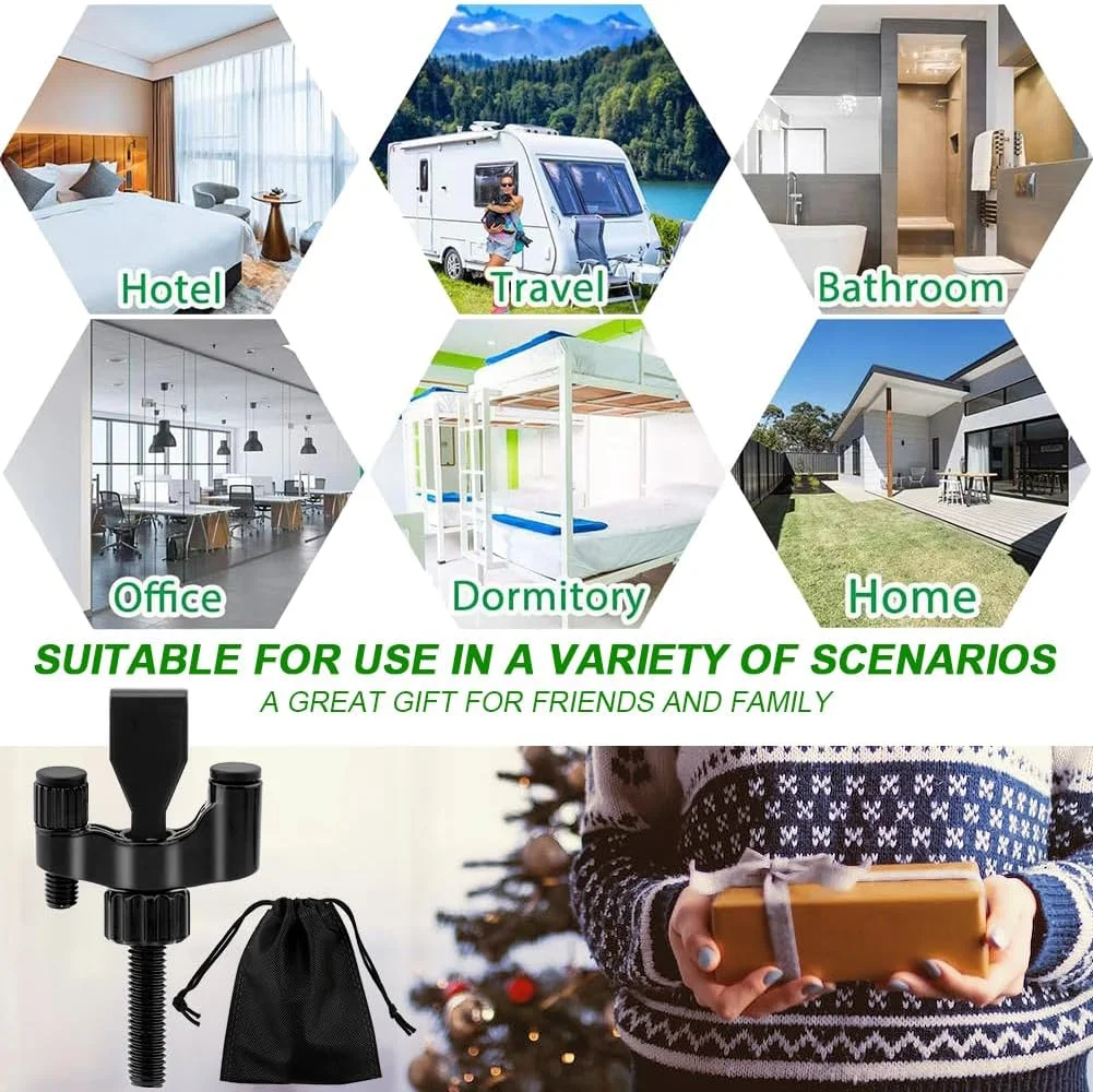 قفل درب Jaeskeclip، قفل ضد سرقت، قفل درب مسافرتی، قفل آپارتمان، قفل درب محافظ امنیت خانه از داخل برای حریم خصوصی و ایمنی بیشتر (مشکی)