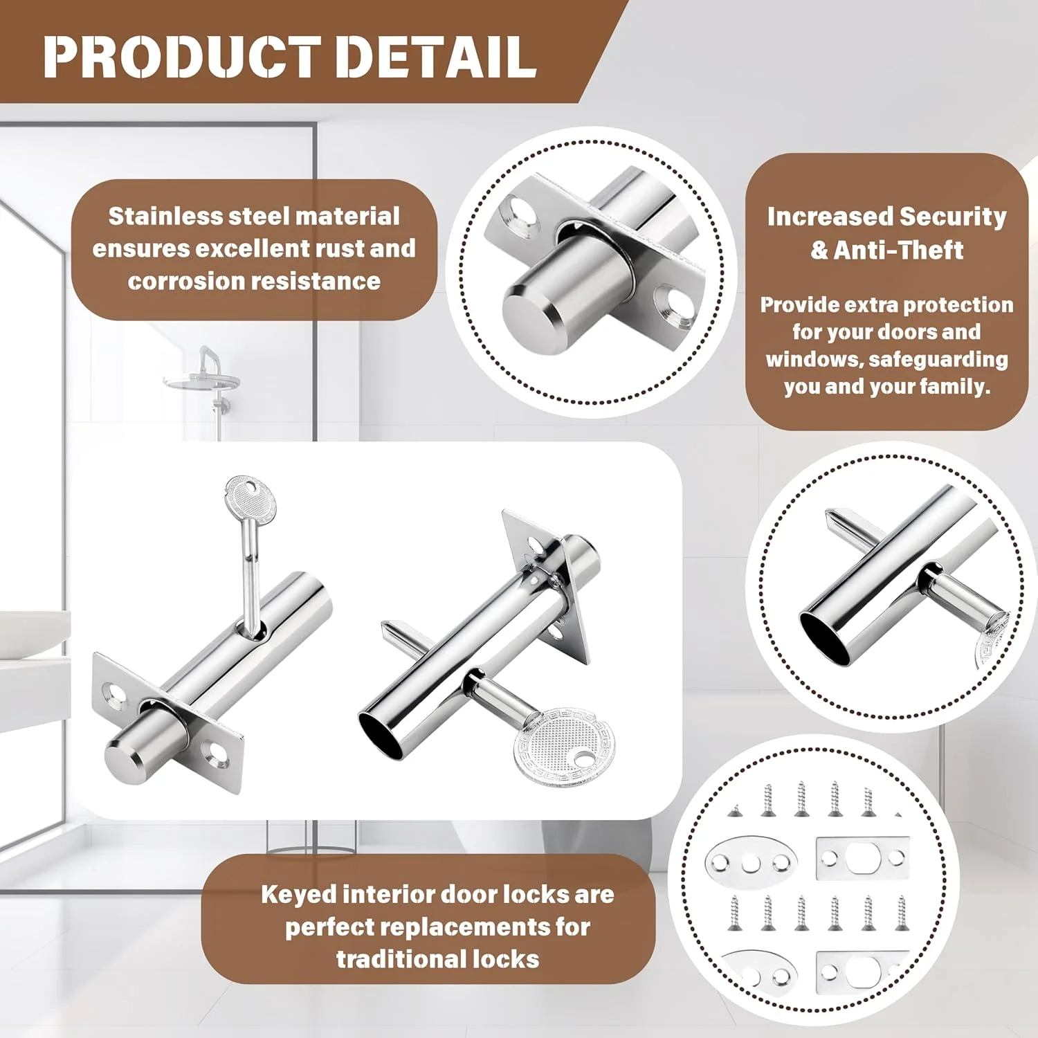 بسته 2 عددی قفل زبانه درب داخلی، قفل درب استیل ضد زنگ با کلید، قفل ضد سرقت ایمنی درب، قفل زبانه قفسه ای بادوام و ضد آب برای در و پنجره های داخلی بسته 2 عددی قفل زبانه درب داخلی، قفل درب استیل ضد زنگ با کلید، قفل ضد سرقت ایمنی درب، قفل زبانه قفسه ای بادوام و ضد آب برای در و پنجره های داخلی