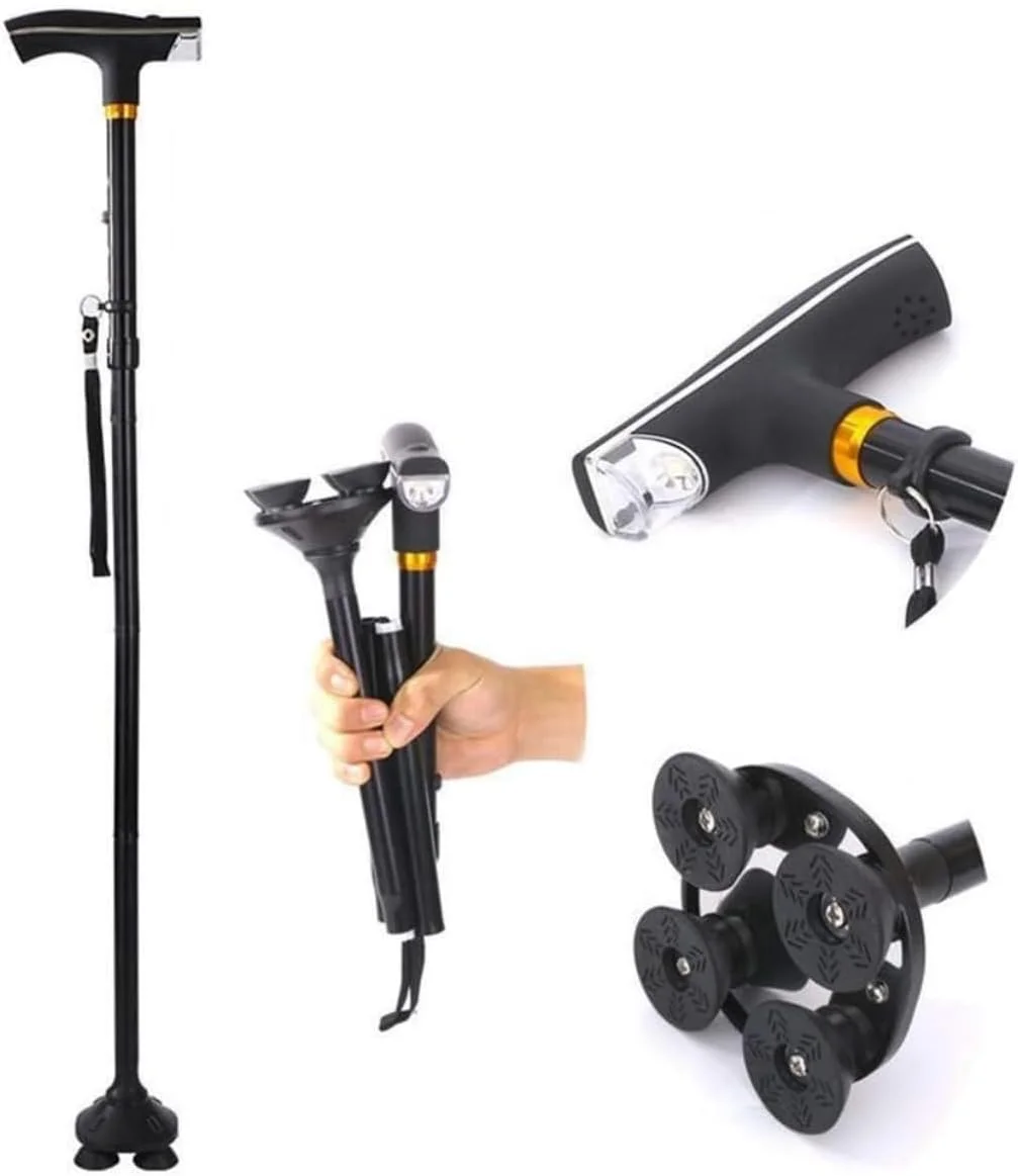 عصای تاشو و جمعشونده YU WELL برای استفادهی مشترک، مقاوم در برابر سایش، دارای پد ضد لغزش، عصای سالمندان با اصول مکانیک بدن، عصای جادویی نهایی با چراغ LED عصای تاشو و جمعشونده YU WELL برای استفادهی مشترک، مقاوم در برابر سایش، دارای پد ضد لغزش، عصای سالمندان با اصول مکانیک بدن، عصای جادویی نهایی با چراغ LED