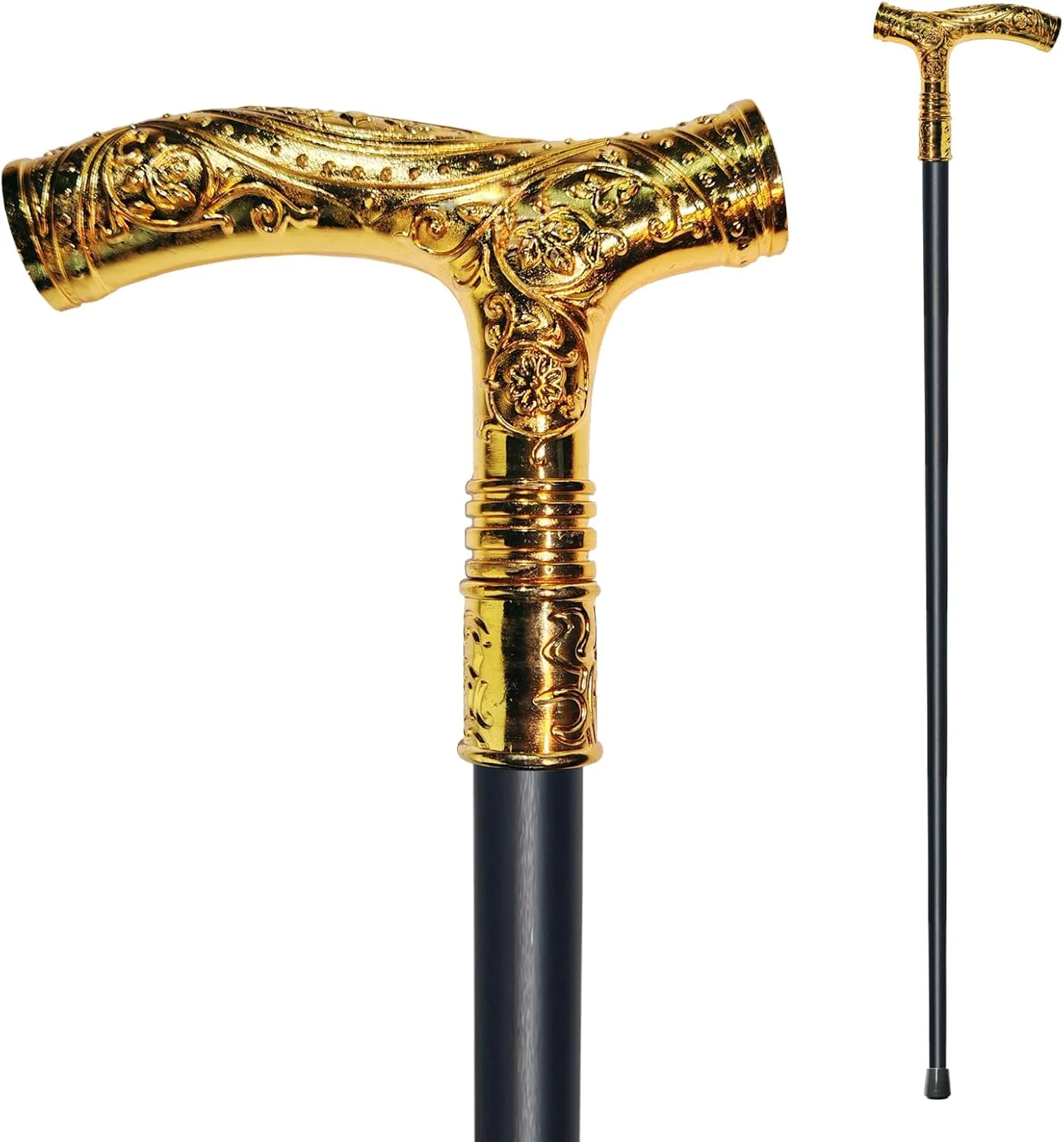 عصای پیاده روی YIVIYAR برای مردان و زنان - 36.5 اینچ، مقاوم و سنگین با ظرفیت بیش از 225 کیلوگرم، دسته ارگونومیک، طراحی تزئینی و مجلل، هنر گوتیک و گوت مشکی مات و طلایی ظریف، عصای فلزی عصای پیاده روی YIVIYAR برای مردان و زنان - 36.5 اینچ، مقاوم و سنگین با ظرفیت بیش از 225 کیلوگرم، دسته ارگونومیک، طراحی تزئینی و مجلل، هنر گوتیک و گوت مشکی مات و طلایی ظریف، عصای فلزی