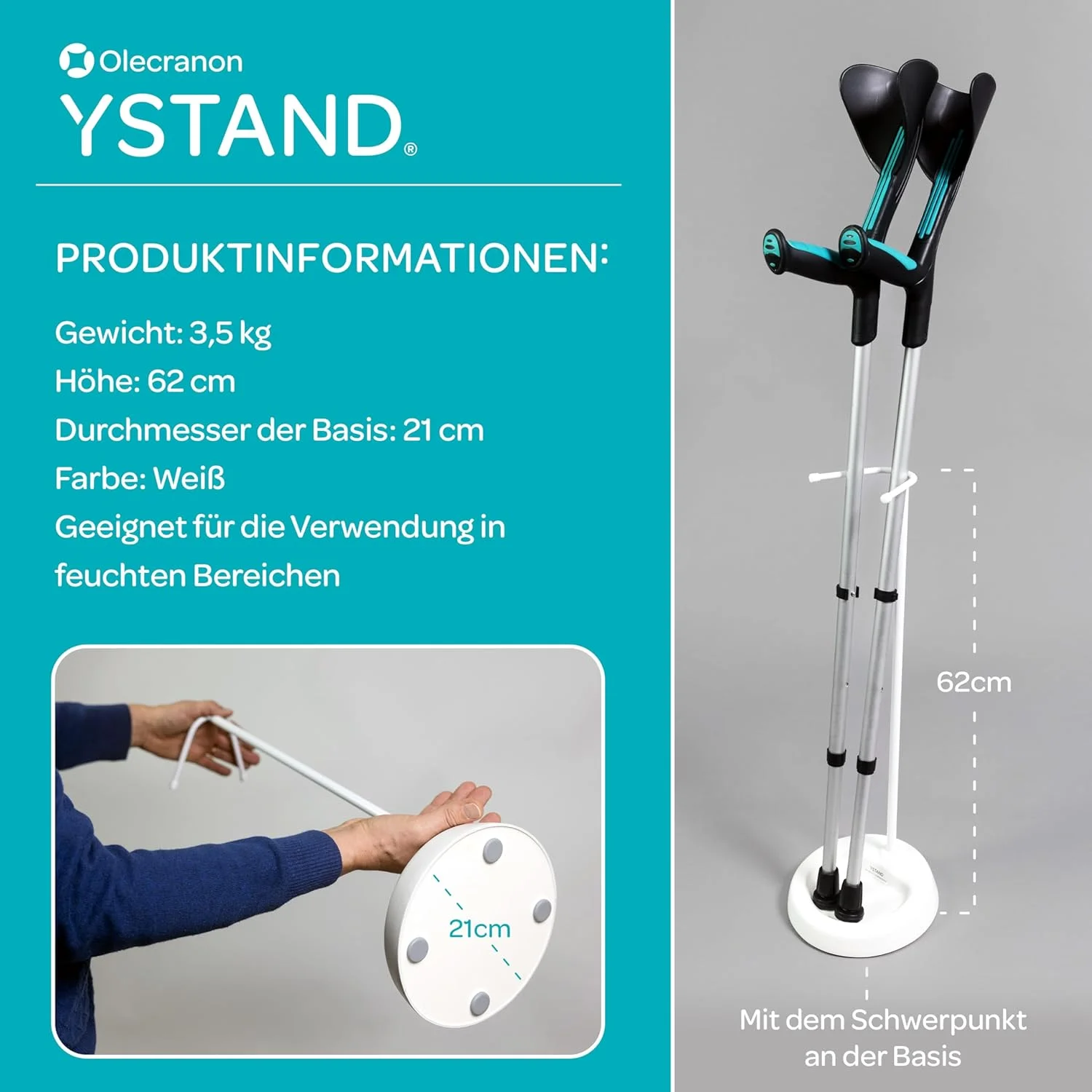 پایه عصا زیر بغل YSTAND - نگهدارنده 62 سانتی متری، نگهدارنده عصا - استفاده آسان از براکت ها برای عصا های پیاده روی و عصا زیر بغل، لوازم جانبی عصا پایه عصا زیر بغل YSTAND - نگهدارنده 62 سانتی متری، نگهدارنده عصا - استفاده آسان از براکت ها برای عصا های پیاده روی و عصا زیر بغل، لوازم جانبی عصا