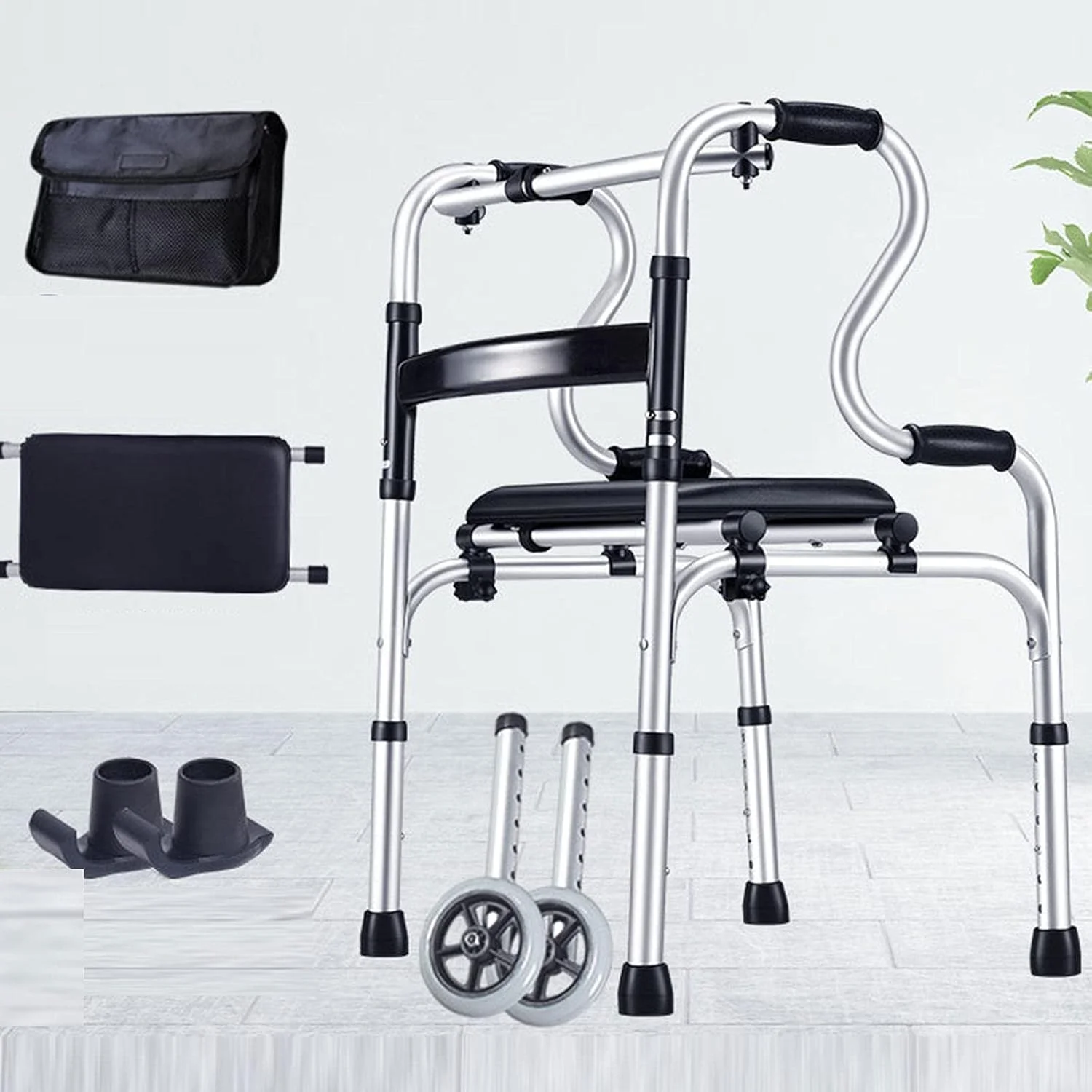 واکر سالمندان Zxqiang، تکیه گاه بازو، عصا کمکی سالمندان، ترولی سالمندان، تمرین چند منظوره اندام تحتانی، 8 سطح تنظیم ارتفاع، با کیف نگهداری، دو چرخ با بالشتک واکر سالمندان Zxqiang، تکیه گاه بازو، عصا کمکی سالمندان، ترولی سالمندان، تمرین چند منظوره اندام تحتانی، 8 سطح تنظیم ارتفاع، با کیف نگهداری، دو چرخ با بالشتک