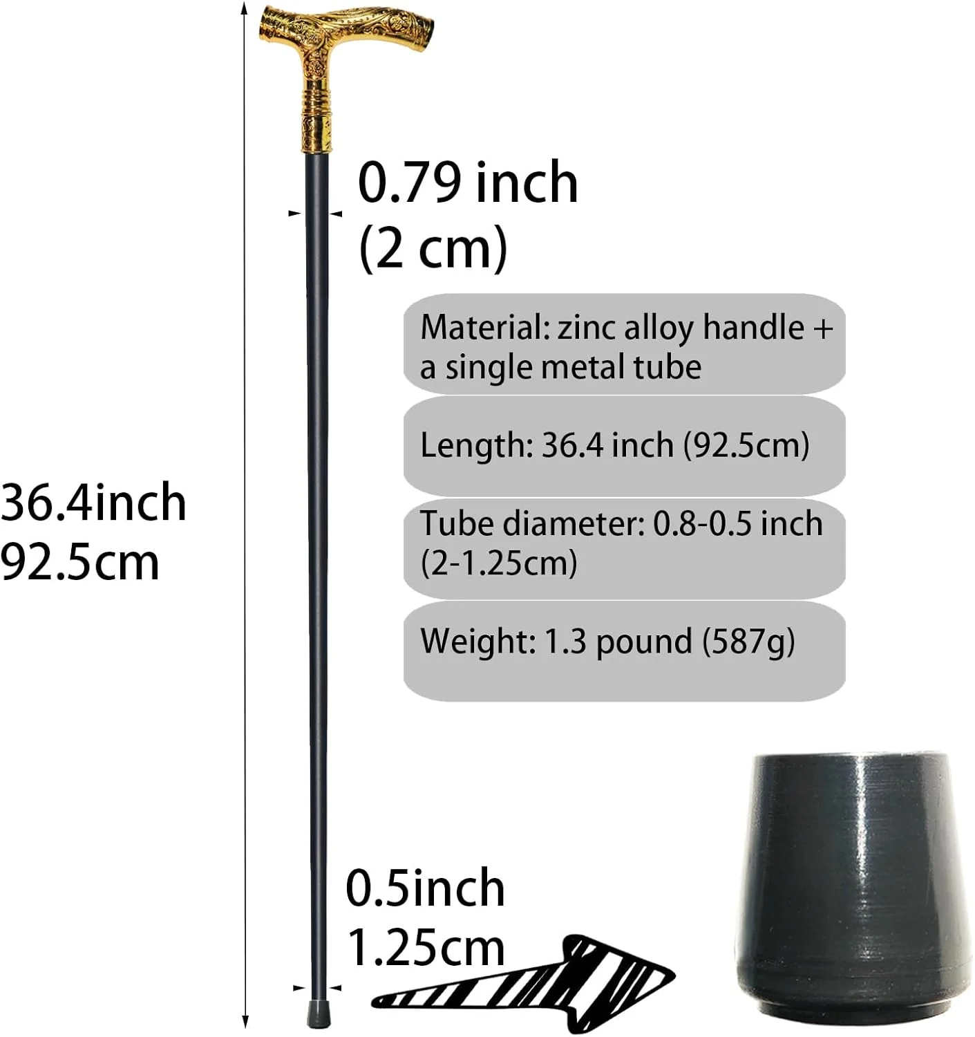 عصای پیاده روی YIVIYAR برای مردان و زنان - 36.5 اینچ، مقاوم و سنگین با ظرفیت بیش از 225 کیلوگرم، دسته ارگونومیک، طراحی تزئینی و مجلل، هنر گوتیک و گوت مشکی مات و طلایی ظریف، عصای فلزی عصای پیاده روی YIVIYAR برای مردان و زنان - 36.5 اینچ، مقاوم و سنگین با ظرفیت بیش از 225 کیلوگرم، دسته ارگونومیک، طراحی تزئینی و مجلل، هنر گوتیک و گوت مشکی مات و طلایی ظریف، عصای فلزی