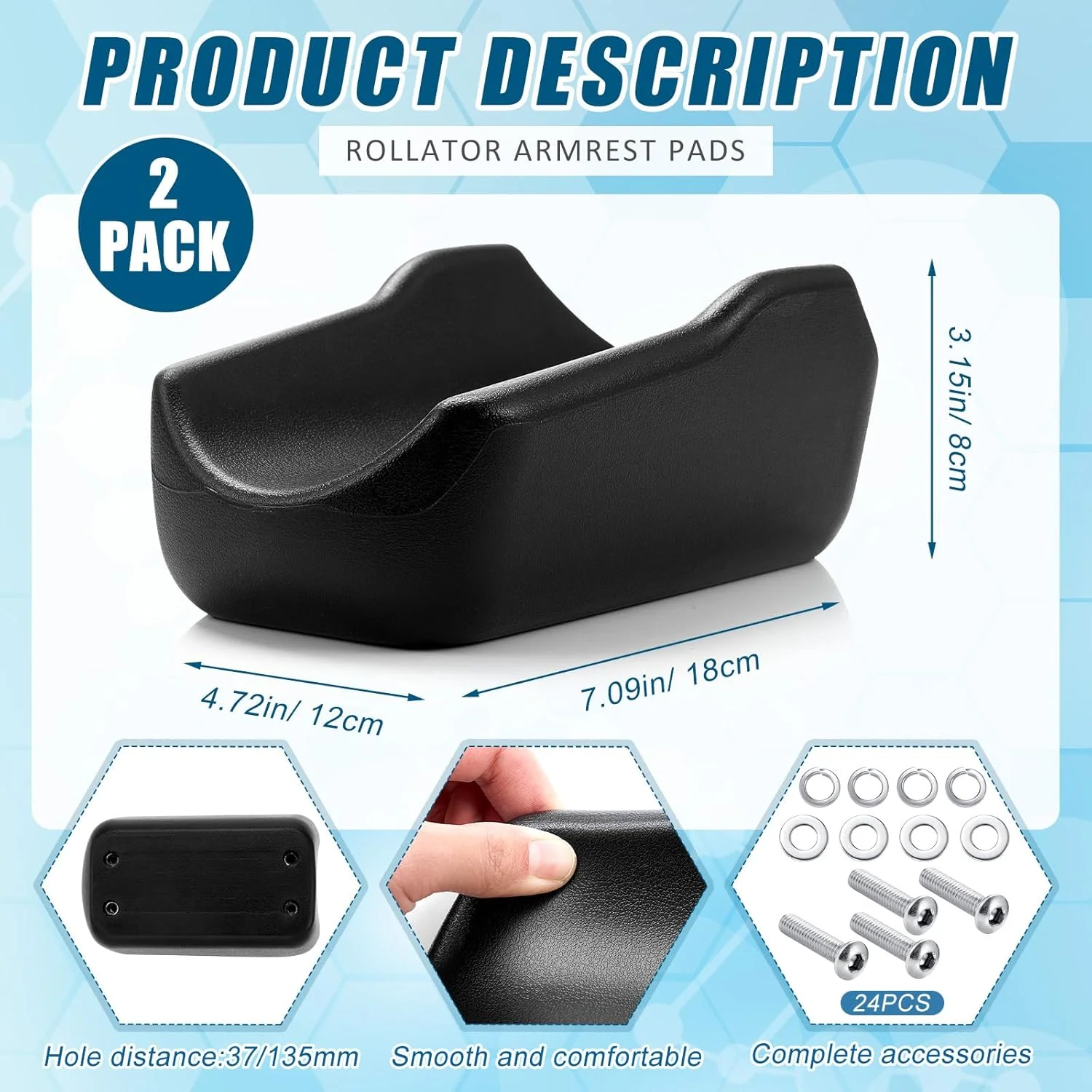 یوجهو 2 عدد پد زیر بغل رولیتور، پدهای ساعد واکر ایستاده مشکی، لوازم جانبی رولیتور ایستاده، نرم و راحت برای سالمندان یوجهو 2 عدد پد زیر بغل رولیتور، پدهای ساعد واکر ایستاده مشکی، لوازم جانبی رولیتور ایستاده، نرم و راحت برای سالمندان