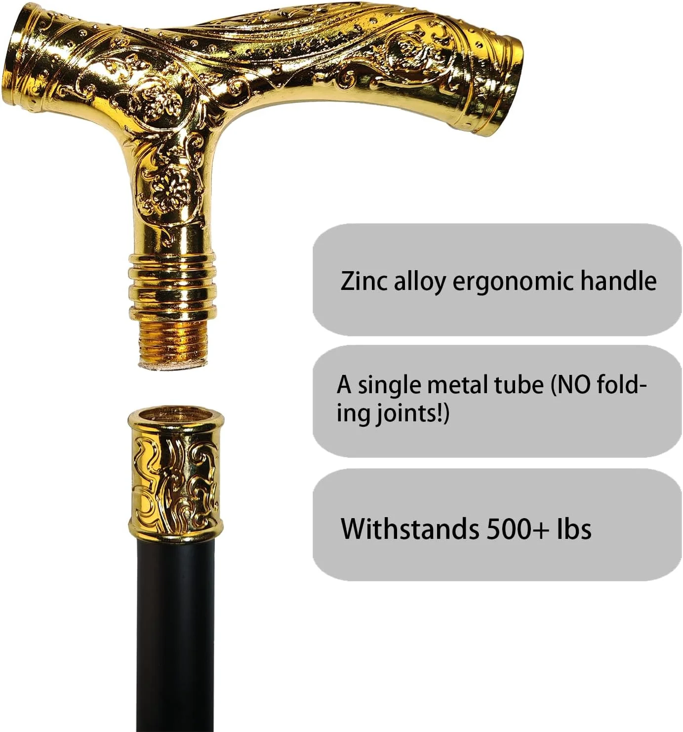 عصای پیاده روی YIVIYAR برای مردان و زنان - 36.5 اینچ، مقاوم و سنگین با ظرفیت بیش از 225 کیلوگرم، دسته ارگونومیک، طراحی تزئینی و مجلل، هنر گوتیک و گوت مشکی مات و طلایی ظریف، عصای فلزی عصای پیاده روی YIVIYAR برای مردان و زنان - 36.5 اینچ، مقاوم و سنگین با ظرفیت بیش از 225 کیلوگرم، دسته ارگونومیک، طراحی تزئینی و مجلل، هنر گوتیک و گوت مشکی مات و طلایی ظریف، عصای فلزی