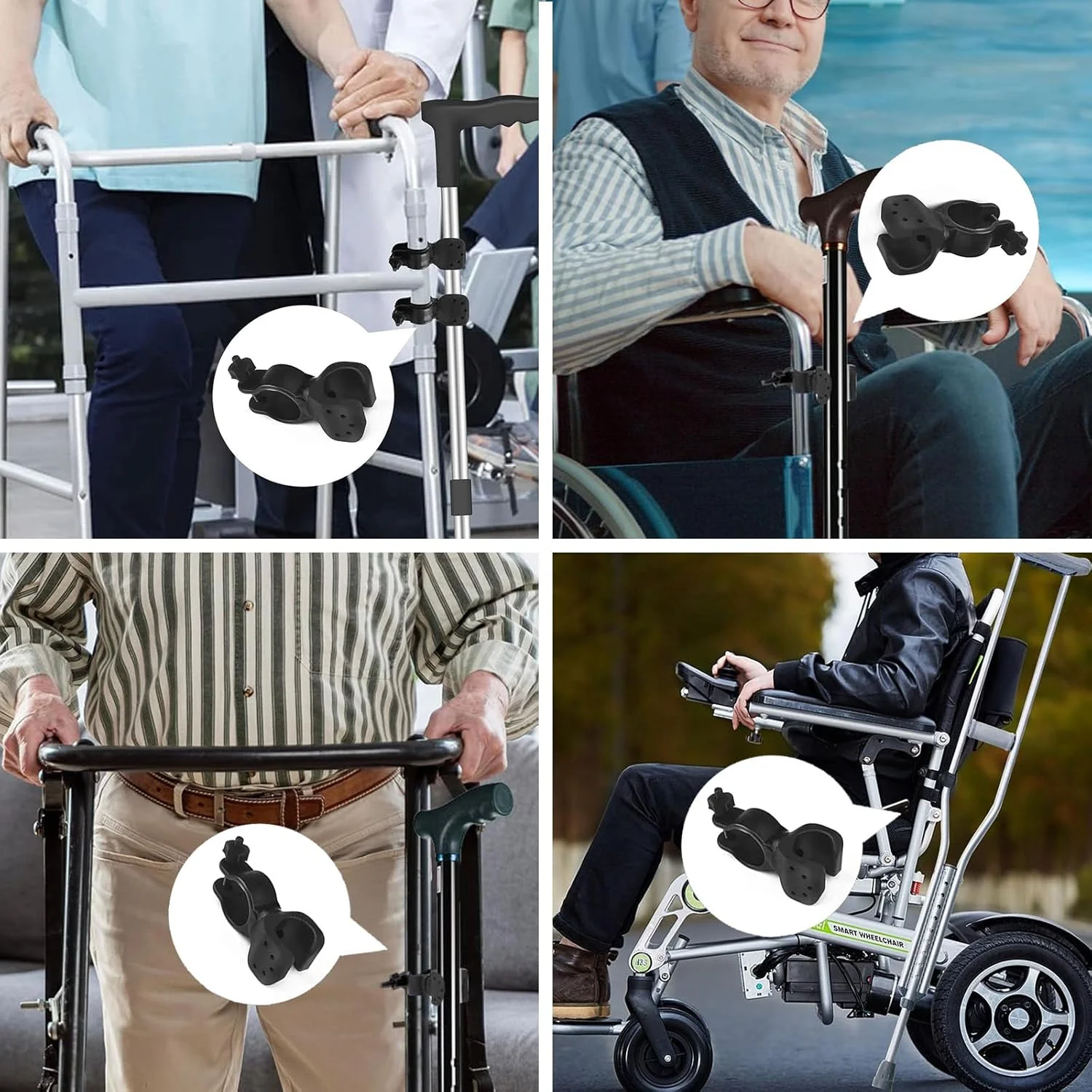 نگهدارنده عصای پیاده روی ZPLASK، بسته 2 عددی، نگهدارنده عصا برای اسکوتر برقی با گیره چرخان 360 درجه، نگهدارنده عصا برای اسکوتر برقی، لوازم جانبی اسکوتر برقی با نصب آسان