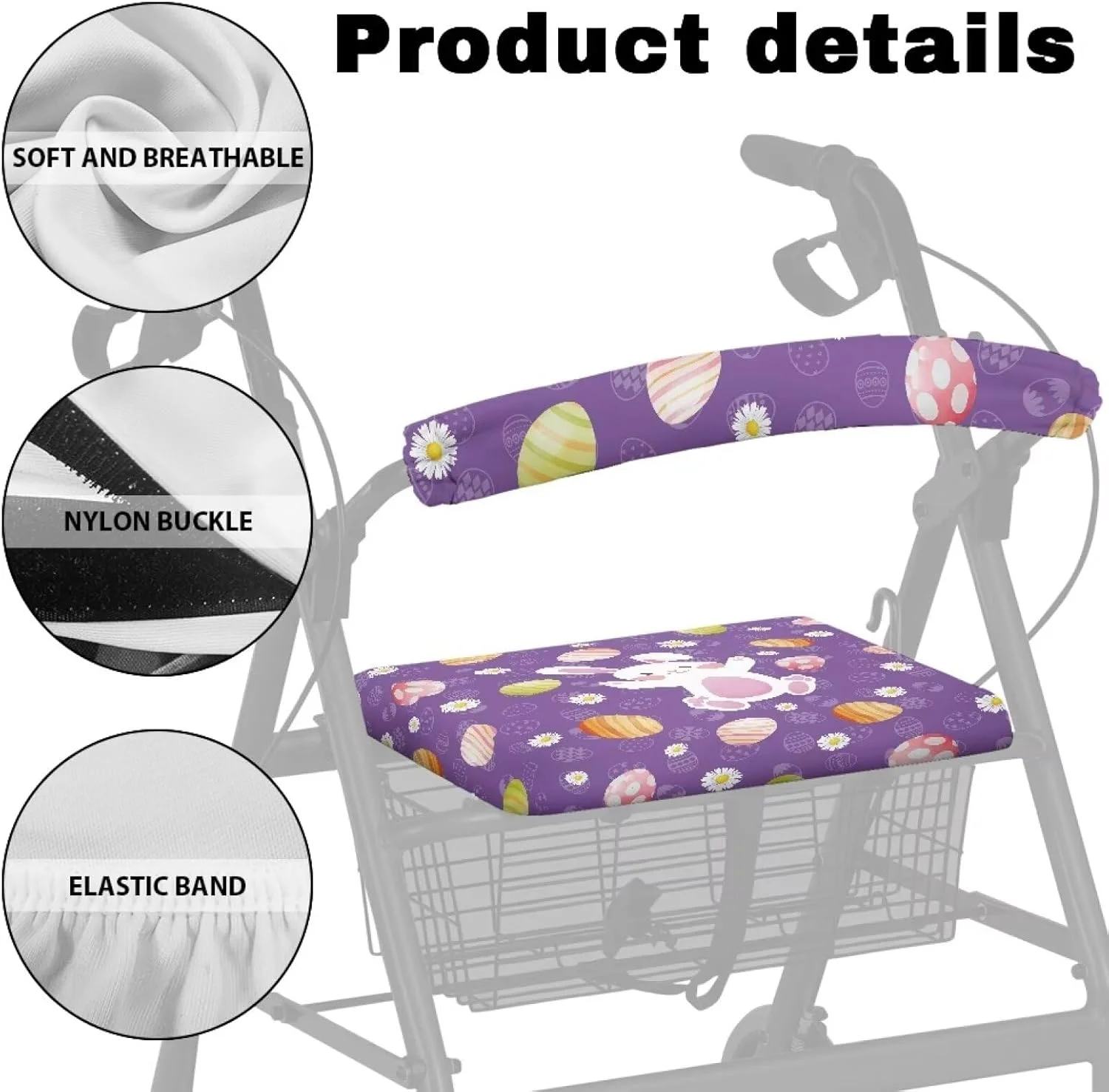 روکش صندلی واکر Zuxongsy Spot مناسب بانوان، لوازم جانبی رولیتور بنفش، روکش صندلی رولیتور با روکش پشتی تخم مرغی قابل تنظیم، کش خرگوشی الاستیک، کوسن صندلی رولیتور برای عید پاک روکش صندلی واکر Zuxongsy Spot مناسب بانوان، لوازم جانبی رولیتور بنفش، روکش صندلی رولیتور با روکش پشتی تخم مرغی قابل تنظیم، کش خرگوشی الاستیک، کوسن صندلی رولیتور برای عید پاک