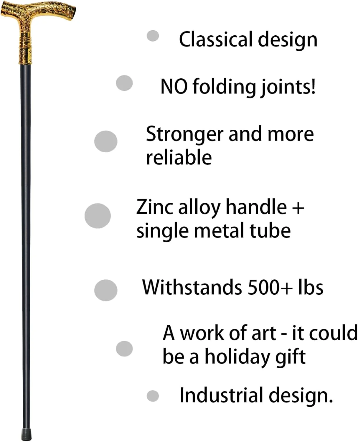 عصای پیاده روی YIVIYAR برای مردان و زنان - 36.5 اینچ، مقاوم و سنگین با ظرفیت بیش از 225 کیلوگرم، دسته ارگونومیک، طراحی تزئینی و مجلل، هنر گوتیک و گوت مشکی مات و طلایی ظریف، عصای فلزی عصای پیاده روی YIVIYAR برای مردان و زنان - 36.5 اینچ، مقاوم و سنگین با ظرفیت بیش از 225 کیلوگرم، دسته ارگونومیک، طراحی تزئینی و مجلل، هنر گوتیک و گوت مشکی مات و طلایی ظریف، عصای فلزی