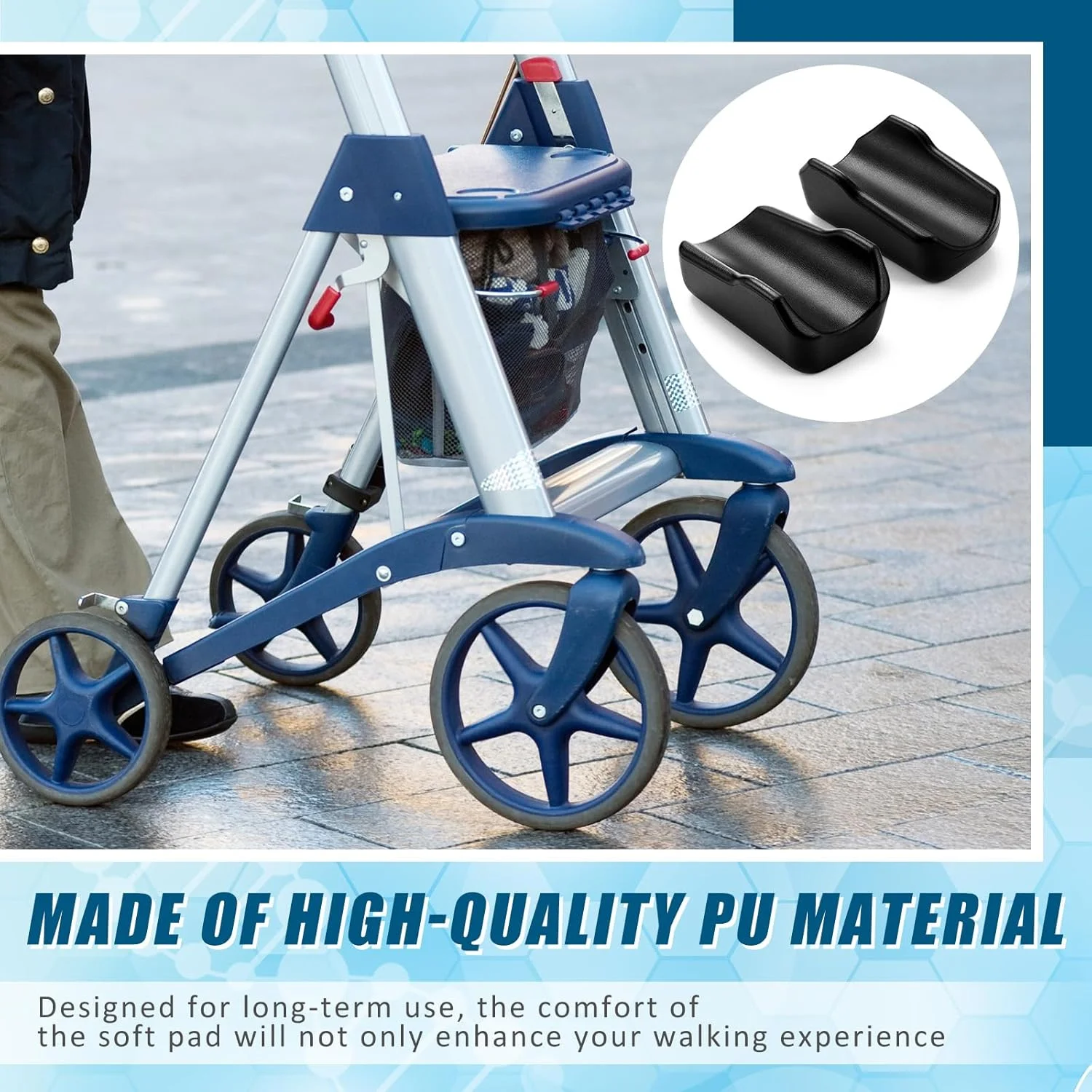 یوجهو 2 عدد پد زیر بغل رولیتور، پدهای ساعد واکر ایستاده مشکی، لوازم جانبی رولیتور ایستاده، نرم و راحت برای سالمندان یوجهو 2 عدد پد زیر بغل رولیتور، پدهای ساعد واکر ایستاده مشکی، لوازم جانبی رولیتور ایستاده، نرم و راحت برای سالمندان