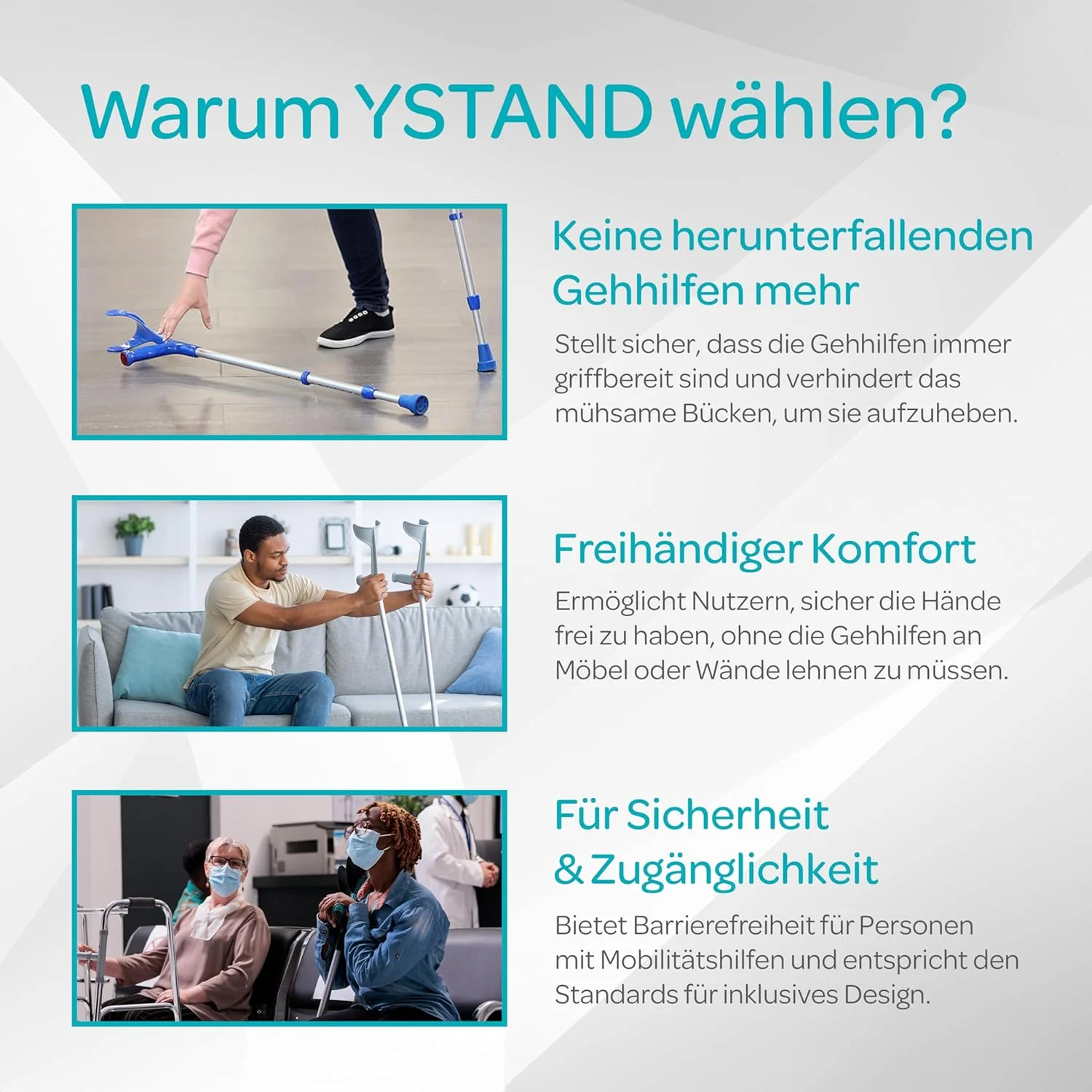 پایه عصا زیر بغل YSTAND - نگهدارنده 62 سانتی متری، نگهدارنده عصا - استفاده آسان از براکت ها برای عصا های پیاده روی و عصا زیر بغل، لوازم جانبی عصا پایه عصا زیر بغل YSTAND - نگهدارنده 62 سانتی متری، نگهدارنده عصا - استفاده آسان از براکت ها برای عصا های پیاده روی و عصا زیر بغل، لوازم جانبی عصا