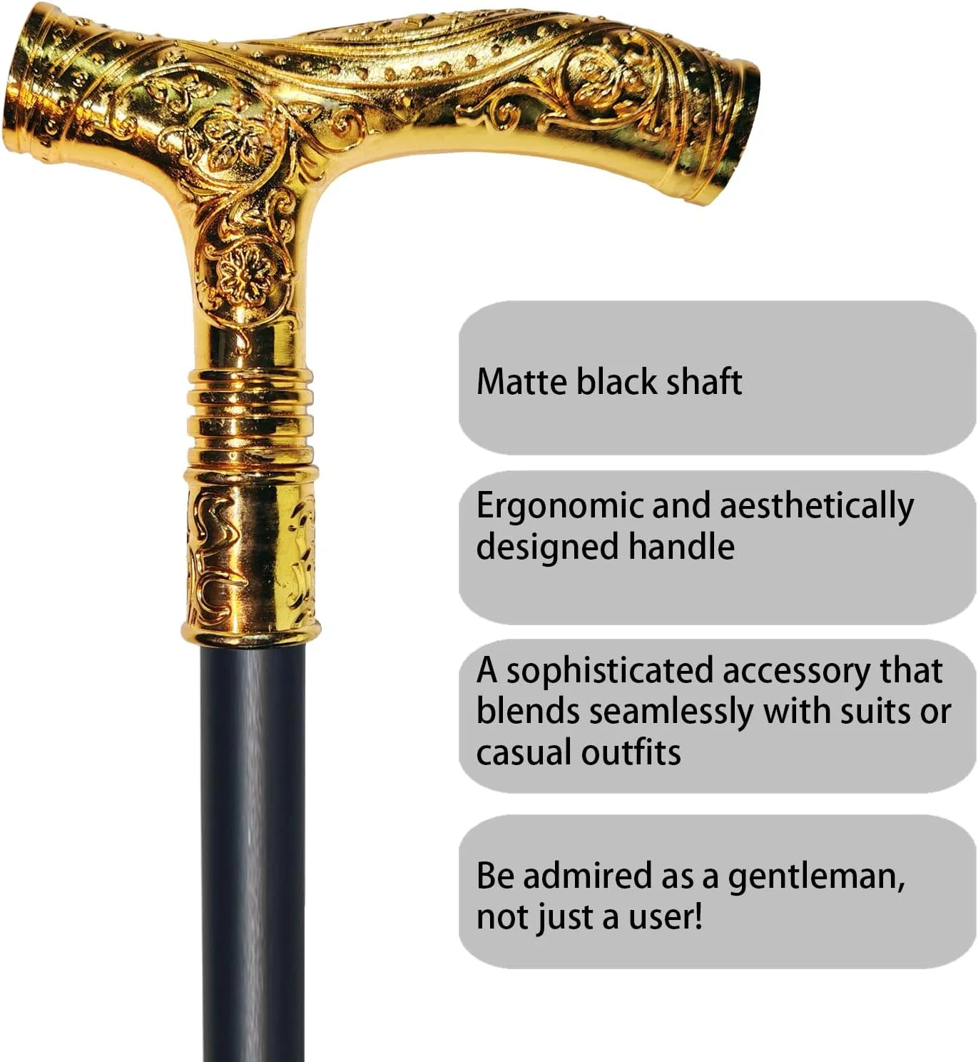 عصای پیاده روی YIVIYAR برای مردان و زنان - 36.5 اینچ، مقاوم و سنگین با ظرفیت بیش از 225 کیلوگرم، دسته ارگونومیک، طراحی تزئینی و مجلل، هنر گوتیک و گوت مشکی مات و طلایی ظریف، عصای فلزی عصای پیاده روی YIVIYAR برای مردان و زنان - 36.5 اینچ، مقاوم و سنگین با ظرفیت بیش از 225 کیلوگرم، دسته ارگونومیک، طراحی تزئینی و مجلل، هنر گوتیک و گوت مشکی مات و طلایی ظریف، عصای فلزی