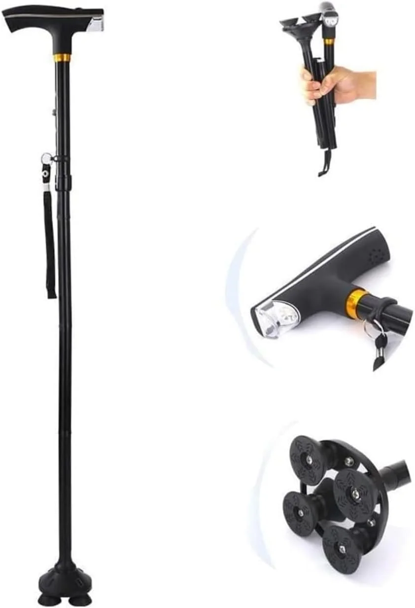 عصای تاشو و جمعشونده YU WELL برای استفادهی مشترک، مقاوم در برابر سایش، دارای پد ضد لغزش، عصای سالمندان با اصول مکانیک بدن، عصای جادویی نهایی با چراغ LED عصای تاشو و جمعشونده YU WELL برای استفادهی مشترک، مقاوم در برابر سایش، دارای پد ضد لغزش، عصای سالمندان با اصول مکانیک بدن، عصای جادویی نهایی با چراغ LED