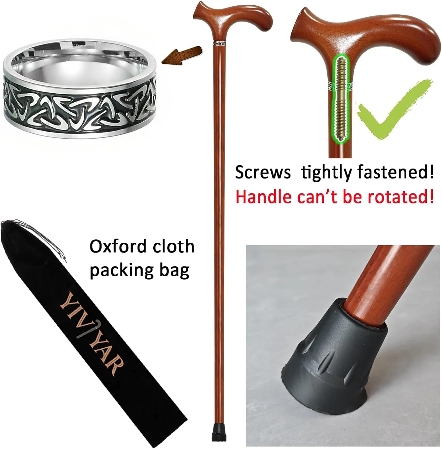 عصای چوبی پیاده روی YIVIYAR برای آقایان و بانوان، عصای چوبی دست ساز با دسته ارگونومیک، چوب دستی های کمکی حمایتی برای سالمندان عصای چوبی پیاده روی YIVIYAR برای آقایان و بانوان، عصای چوبی دست ساز با دسته ارگونومیک، چوب دستی های کمکی حمایتی برای سالمندان