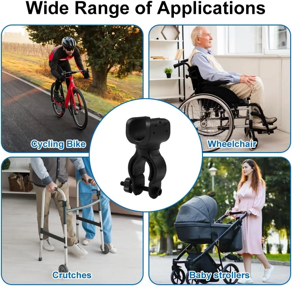 بسته 6 عددی نگهدارنده عصا زورویگزال، چرخش 360 درجه، لوازم جانبی رولیتور پایدار و ایمن، نگهدارنده عصا زیر بغل، برای رولیتور، واکر، ویلچر