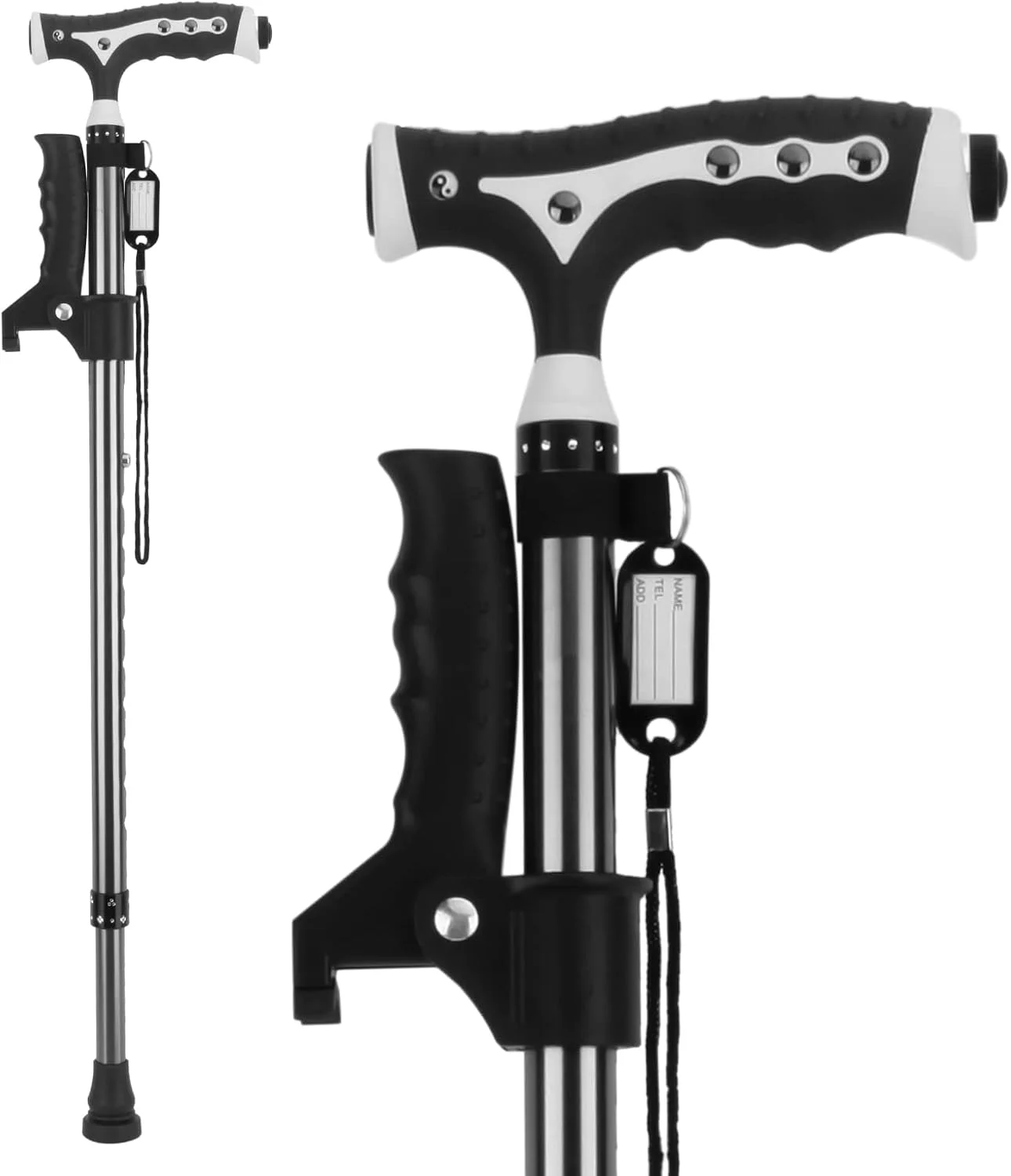 عصای پیاده روی با تحمل وزن 200 کیلوگرم برای مردان و زنان، آلیاژ آلومینیوم سبک وزن، عصای پیاده روی قابل تنظیم ارتفاع، عصای تاشو سنگین وزن با قابلیت ایستادن آزاد با LED برای سالمندان و بزرگسالان عصای پیاده روی با تحمل وزن 200 کیلوگرم برای مردان و زنان، آلیاژ آلومینیوم سبک وزن، عصای پیاده روی قابل تنظیم ارتفاع، عصای تاشو سنگین وزن با قابلیت ایستادن آزاد با LED برای سالمندان و بزرگسالان