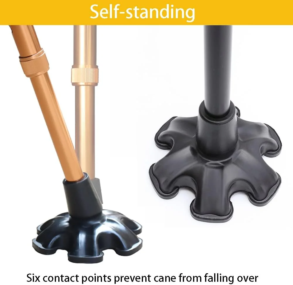 نوک عصا YAMTHR با پایه لاستیکی 6 نقطه اتکا برای عصاهای پیاده روی با شفت 3/4 اینچ، خودایستا، ضد لغزش، اتصال جهانی 6 پایه برای عصا نوک عصا YAMTHR با پایه لاستیکی 6 نقطه اتکا برای عصاهای پیاده روی با شفت 3/4 اینچ، خودایستا، ضد لغزش، اتصال جهانی 6 پایه برای عصا