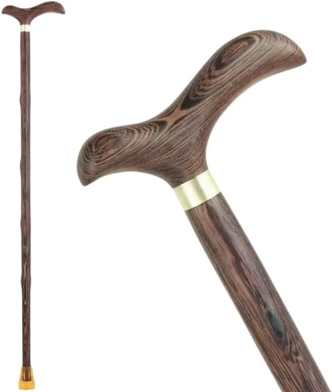 عصای پیاده روی چوبی برای مردان، زنان و سالمندان، قهوه ای چوبی عصای پیاده روی چوبی برای مردان، زنان و سالمندان، قهوه ای چوبی