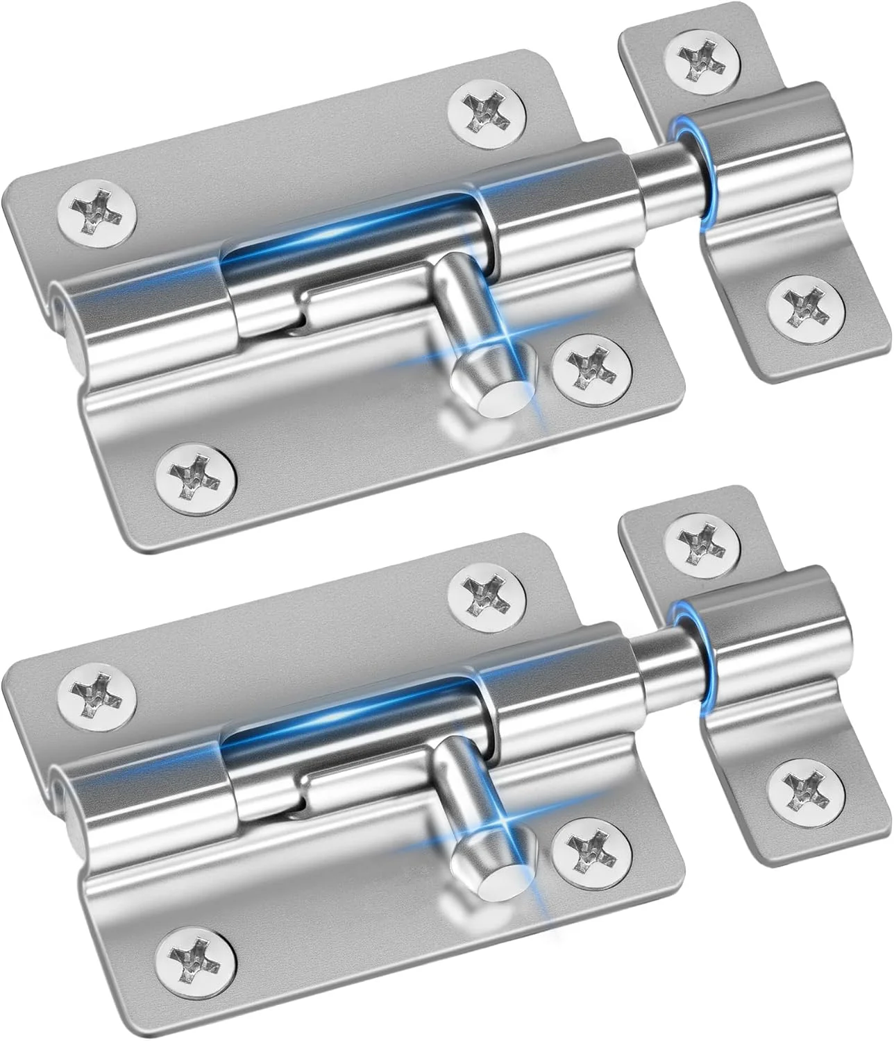 قفل کشویی درب امنیتی HELEMAN، قفل درب حمام بدون کلید، قفل درب کشویی استیل ضد زنگ ضخیم شده، نصب آسان دروازه، قفل کشویی با 12 پیچ (2 عدد)