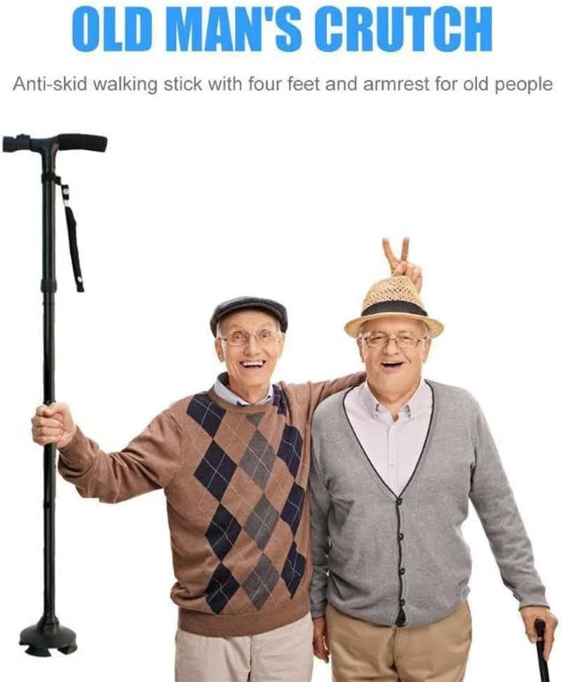 عصای پیاده روی سالمندان XYSQWZ، عصای تاشو آلیاژ آلومینیوم با چراغ LED و پایه 4 سر گردان، عصای کوهنوردی ایمن، عصای سبک وزن تلسکوپی برای استقلال سالمندان عصای پیاده روی سالمندان XYSQWZ، عصای تاشو آلیاژ آلومینیوم با چراغ LED و پایه 4 سر گردان، عصای کوهنوردی ایمن، عصای سبک وزن تلسکوپی برای استقلال سالمندان