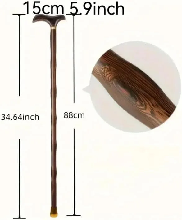 عصای پیاده روی چوبی برای مردان، زنان و سالمندان، قهوه ای چوبی