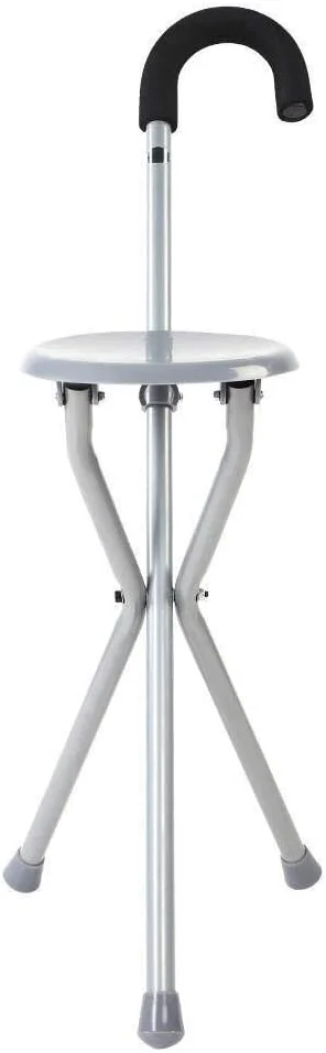 عصای صندلی شو تاشو XYSQWZ، عصای پیاده روی خاکستری فلزی قابل تنظیم، صندلی تاشو قابل حمل، صندلی عصایی لوله آهنی، صندلی عصایی، صندلی تاشو، میله پیاده روی برای عصاهای مسافرتی