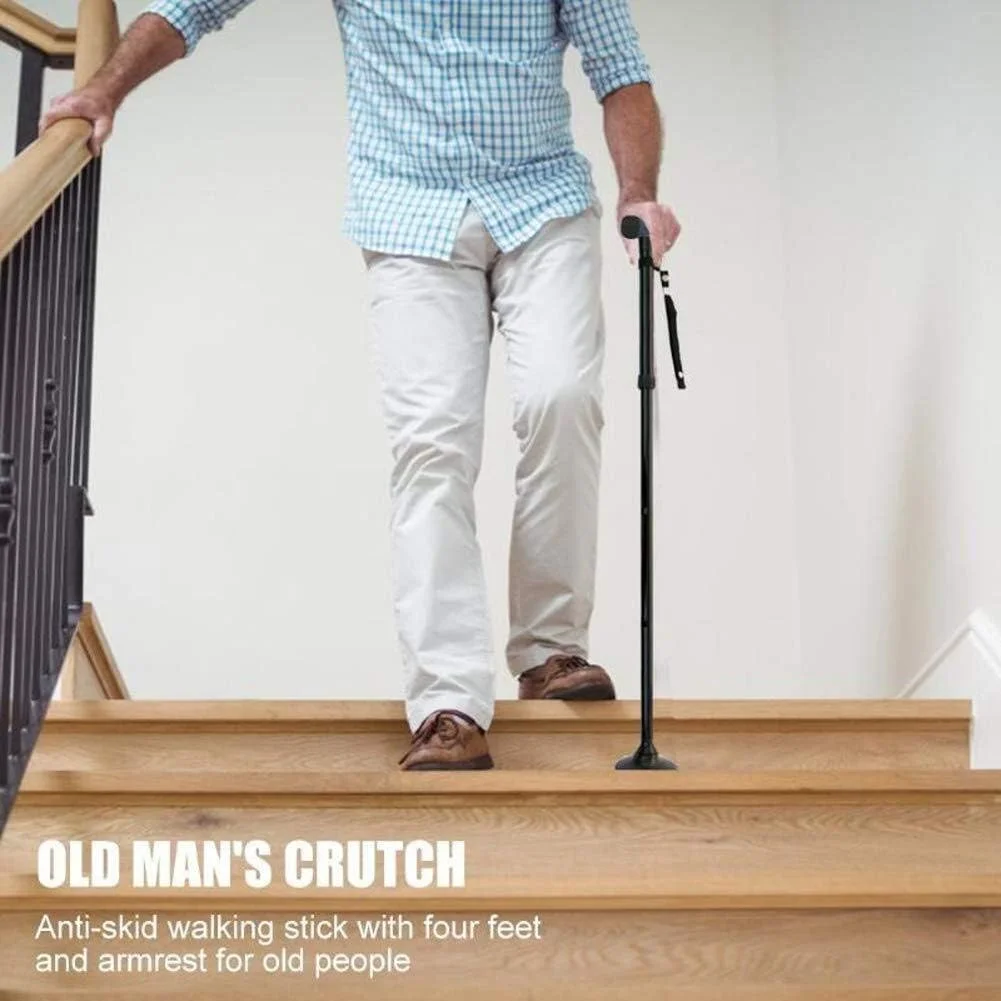 عصای پیاده روی سالمندان XYSQWZ، عصای تاشو آلیاژ آلومینیوم با چراغ LED و پایه 4 سر گردان، عصای کوهنوردی ایمن، عصای سبک وزن تلسکوپی برای استقلال سالمندان عصای پیاده روی سالمندان XYSQWZ، عصای تاشو آلیاژ آلومینیوم با چراغ LED و پایه 4 سر گردان، عصای کوهنوردی ایمن، عصای سبک وزن تلسکوپی برای استقلال سالمندان