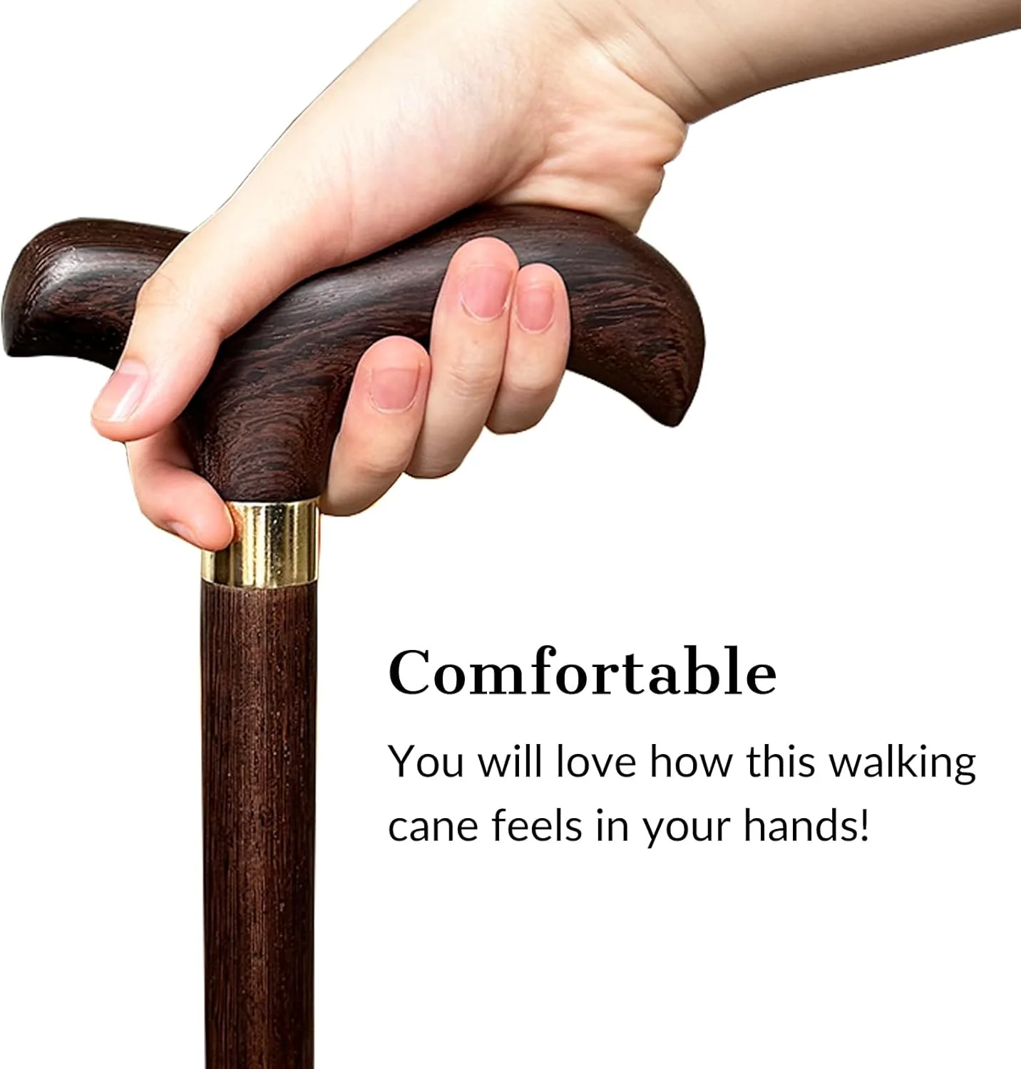 عصای پیاده روی چوبی دست ساز برای مردان و زنان، عصای چوبی شیک و طبیعی با بند مچی و نوک لاستیکی - 91 سانتی متر عصای پیاده روی چوبی دست ساز برای مردان و زنان، عصای چوبی شیک و طبیعی با بند مچی و نوک لاستیکی - 91 سانتی متر