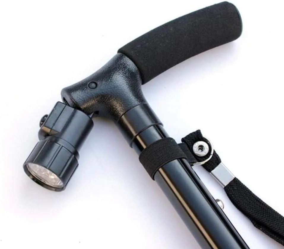 عصای پیاده روی سالمندان XYSQWZ، عصای تاشو آلیاژ آلومینیوم با چراغ LED و پایه 4 سر گردان، عصای کوهنوردی ایمن، عصای سبک وزن تلسکوپی برای استقلال سالمندان عصای پیاده روی سالمندان XYSQWZ، عصای تاشو آلیاژ آلومینیوم با چراغ LED و پایه 4 سر گردان، عصای کوهنوردی ایمن، عصای سبک وزن تلسکوپی برای استقلال سالمندان