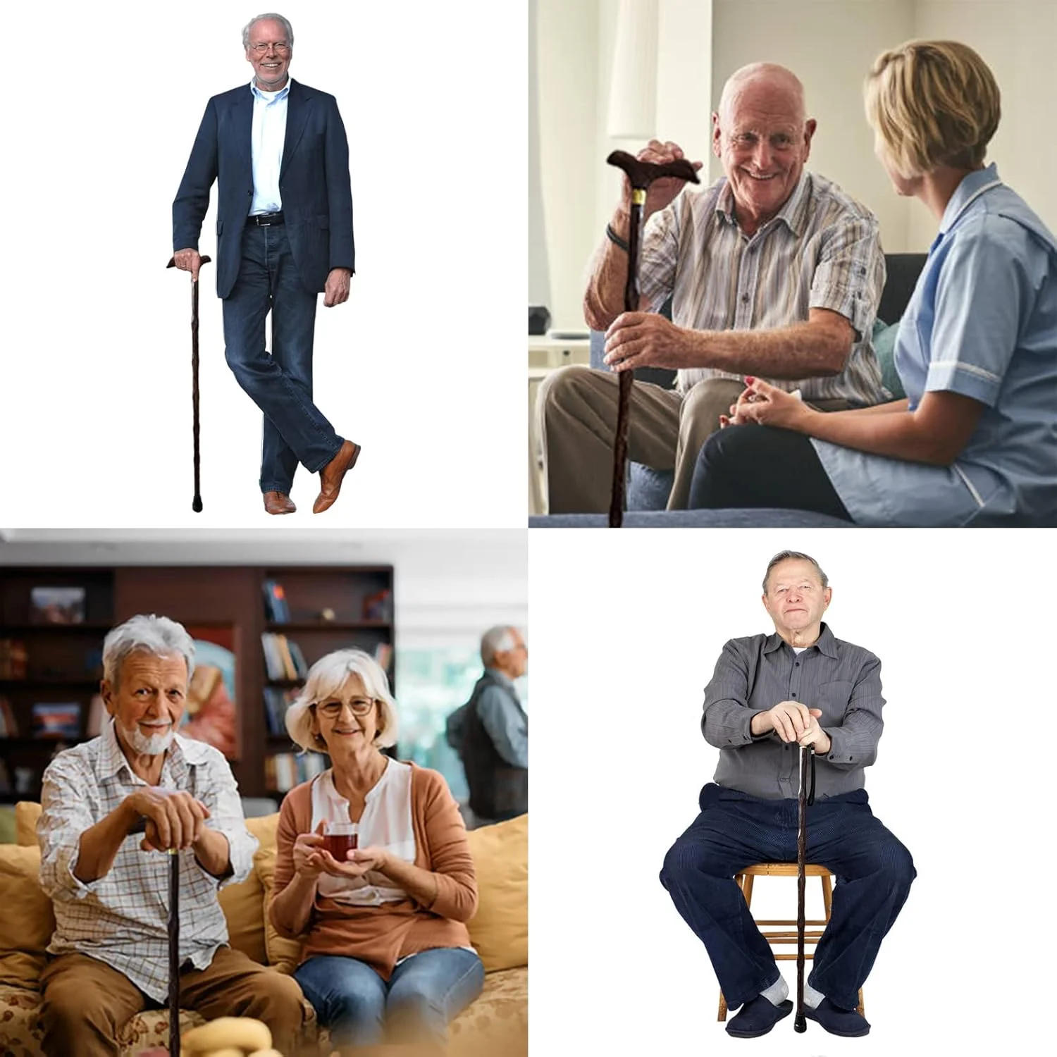 عصای پیاده روی چوبی دست ساز برای مردان و زنان، عصای چوبی شیک و طبیعی با بند مچی و نوک لاستیکی - 91 سانتی متر عصای پیاده روی چوبی دست ساز برای مردان و زنان، عصای چوبی شیک و طبیعی با بند مچی و نوک لاستیکی - 91 سانتی متر