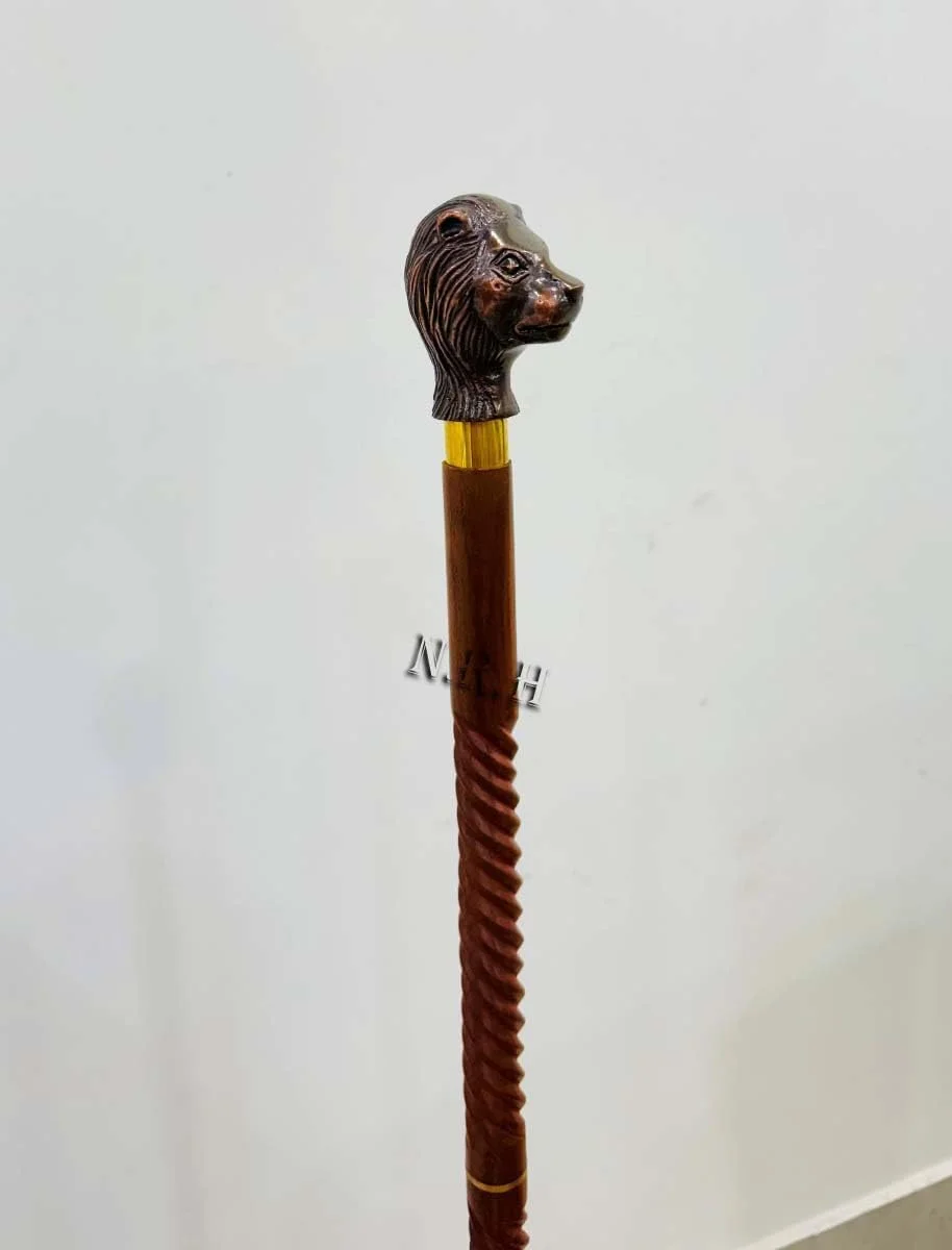 عصای پیاده روی چوبی با دسته برنجی | عصای پیاده روی دست ساز | عصاهای تزئینی | عصای پیاده روی برای مردان و زنان فعال